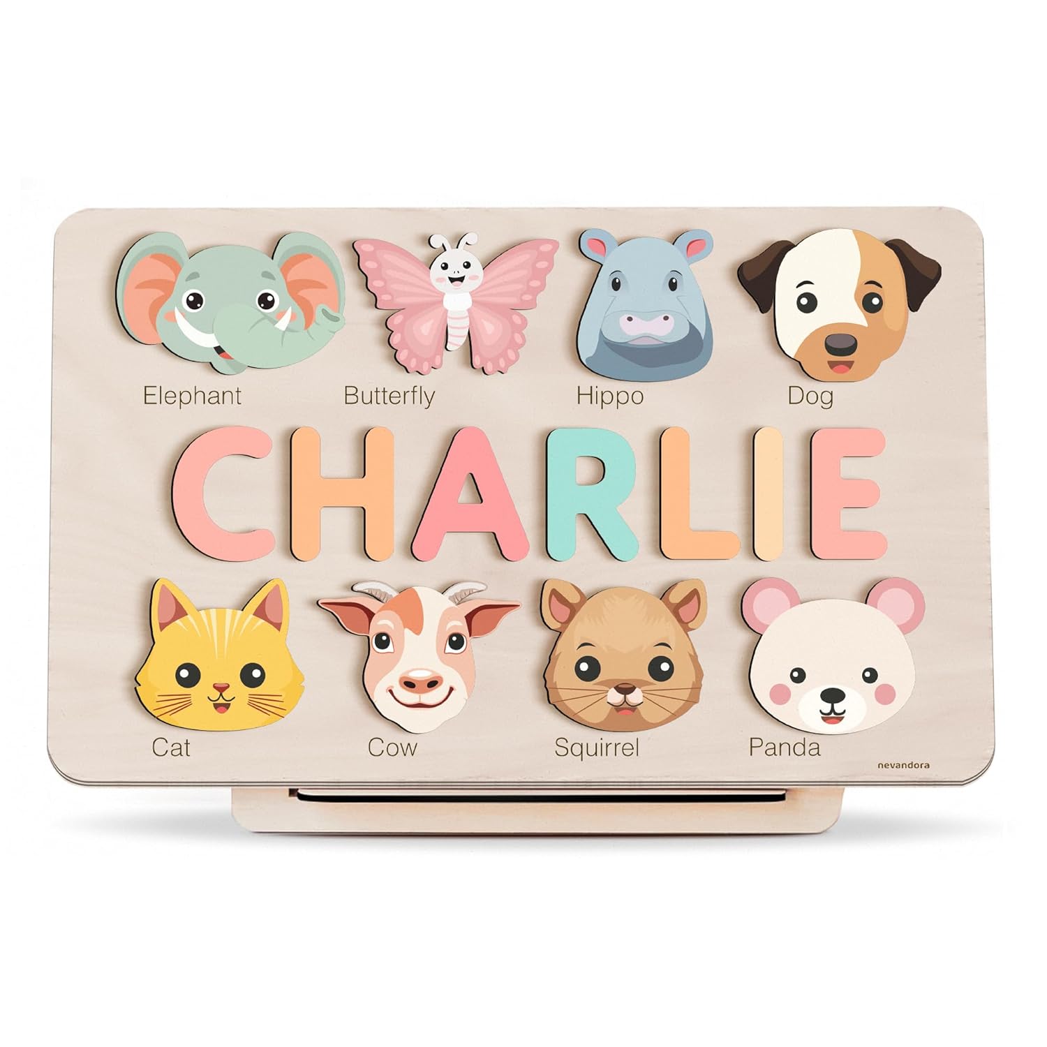 Nevandora Custom Baby Name Animal Puzzle