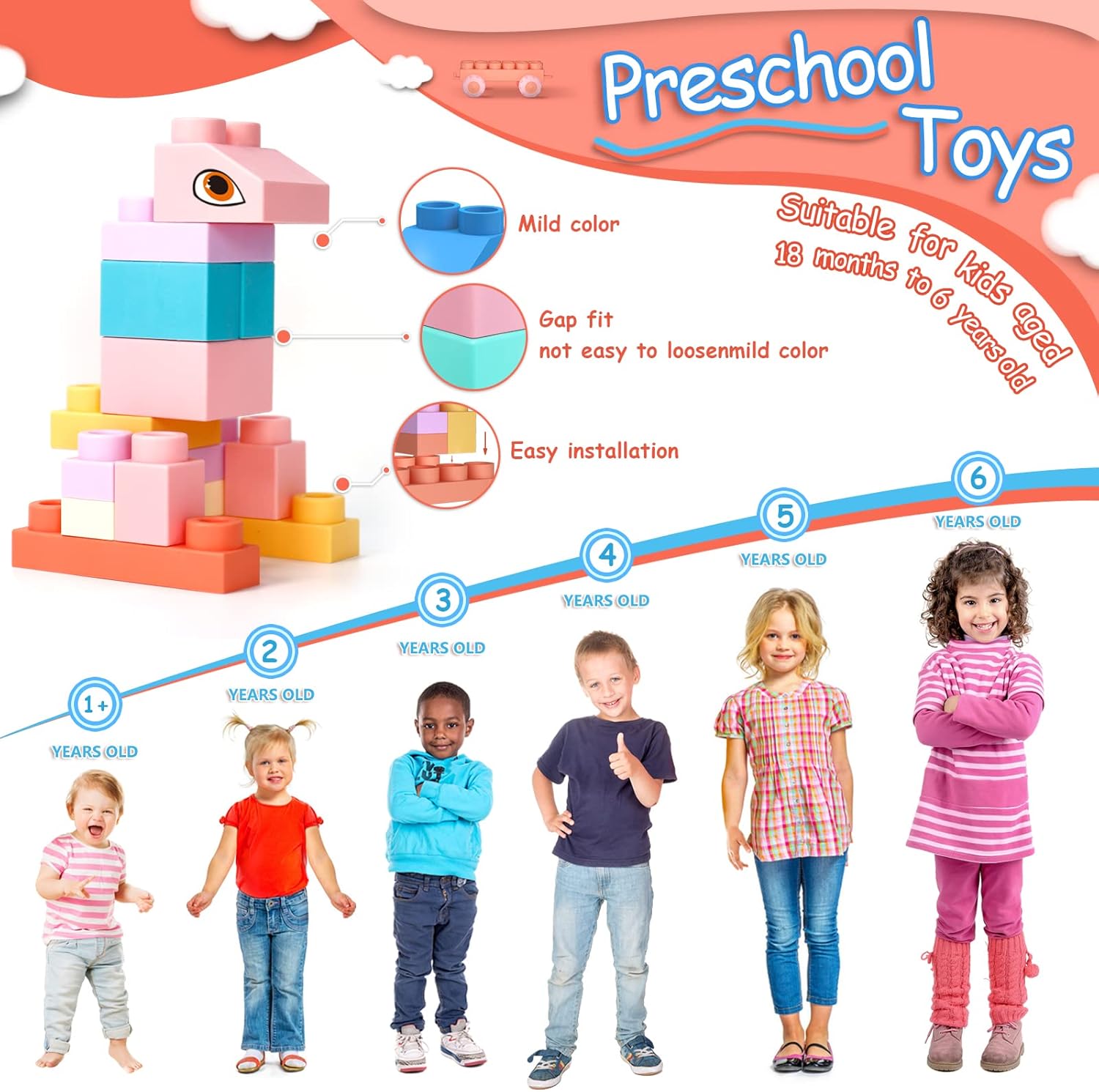 Chenxuanbro STEM Soft Building Block Set for Kids