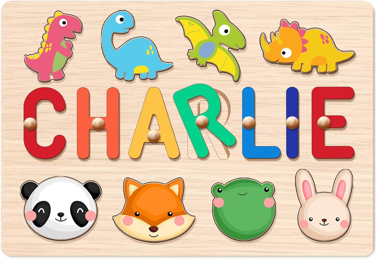 Personalized Wooden Name Puzzle for Toddlers 1-3 1