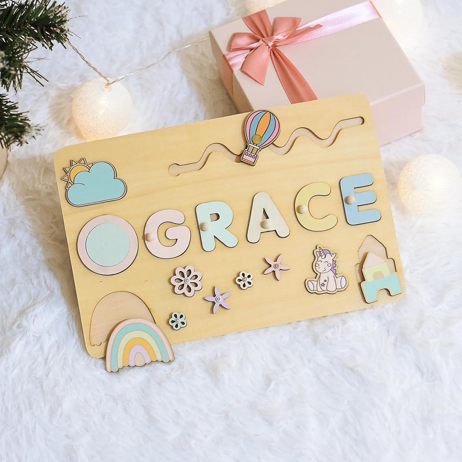 Personalized Name Puzzle - Wooden Montessori Busy Board 1