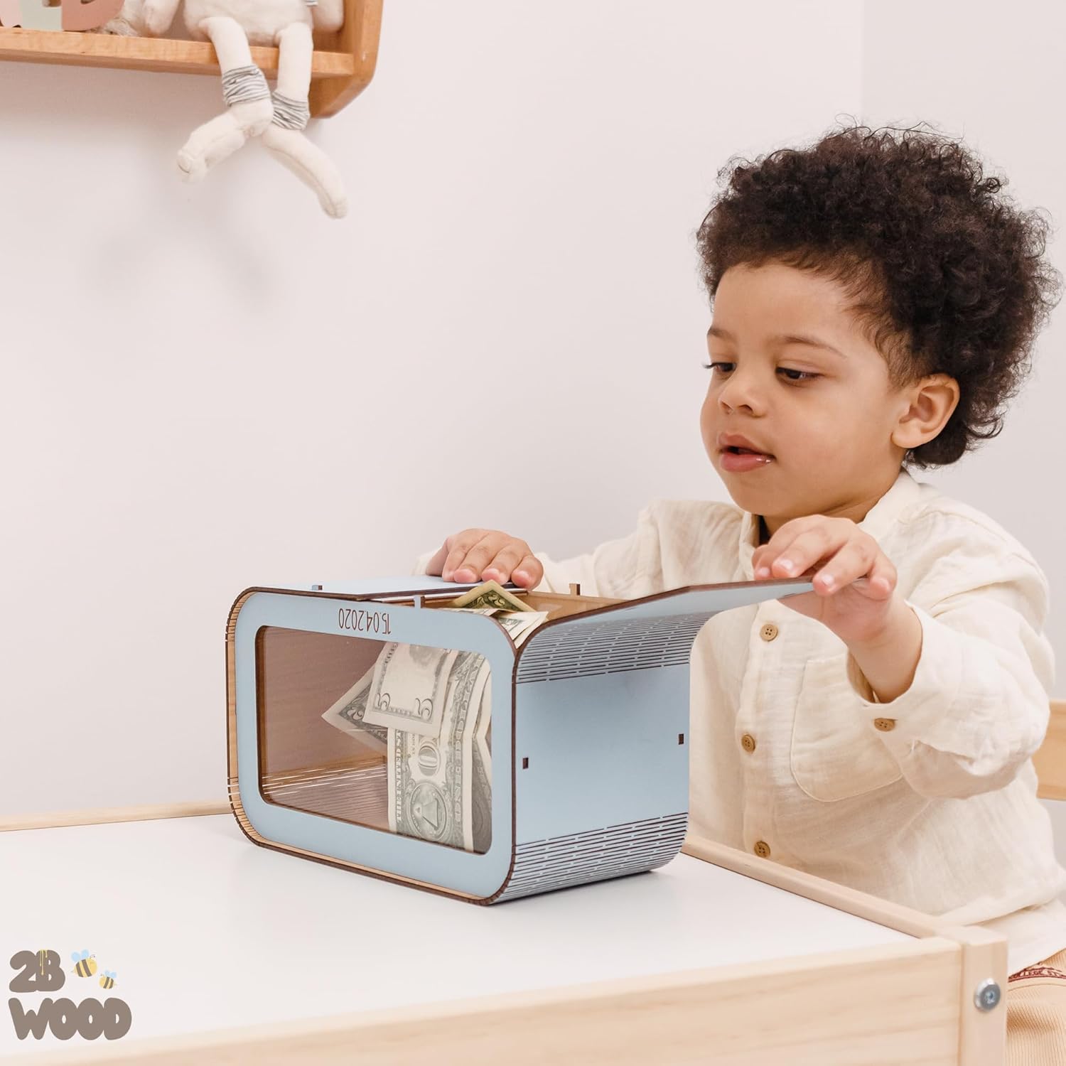 Personalized Wooden Piggy Bank for Kids - Custom Name Animal Design