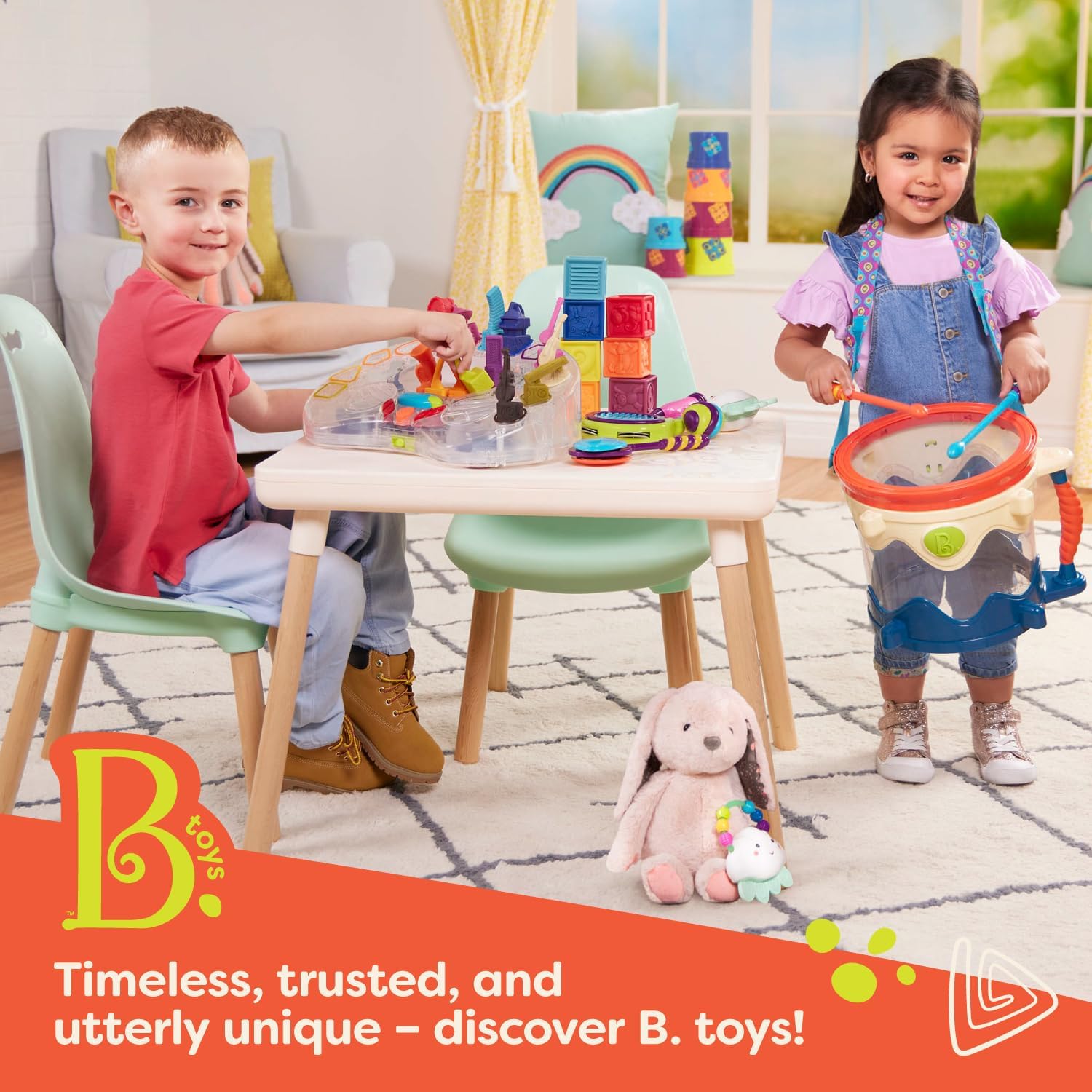 B Toys Wooden Shape Sorter with Toy Hammer