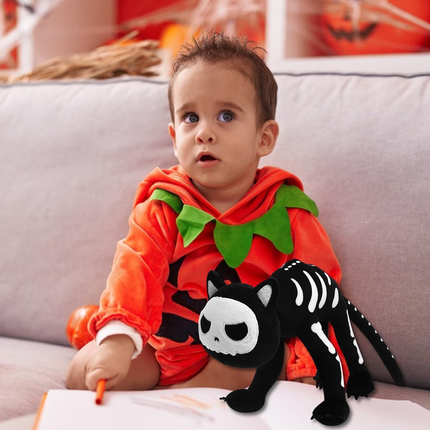 Halloween Black Cat Plush Toy 9 x 16
