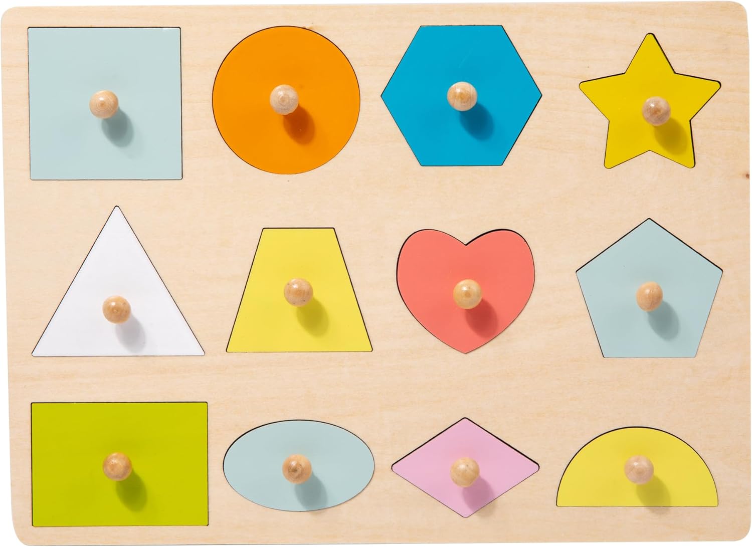 Adena Montessori Shape Peg Puzzle Set 12 Pieces