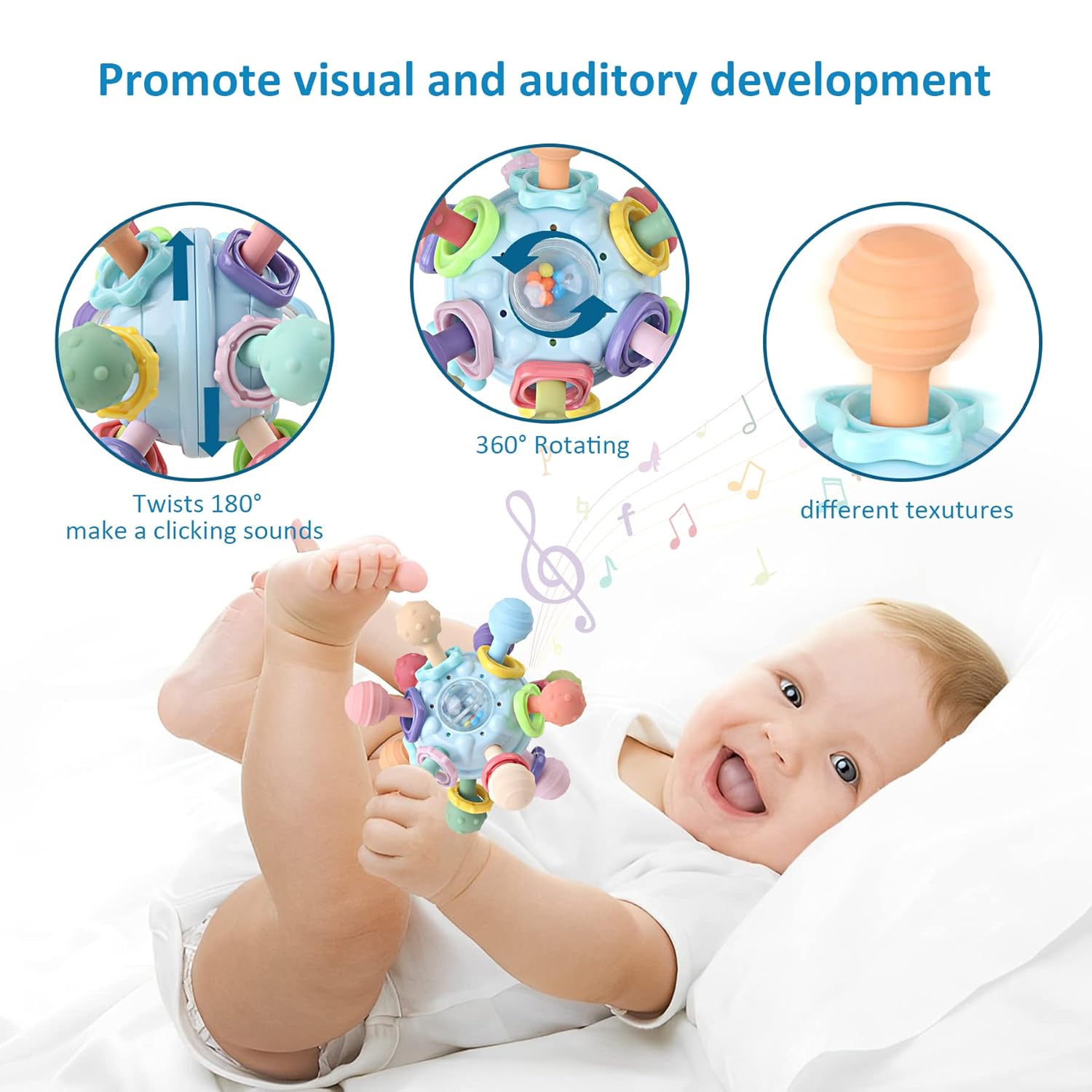 Anzimo Baby Sensory Teether Rattle Toy