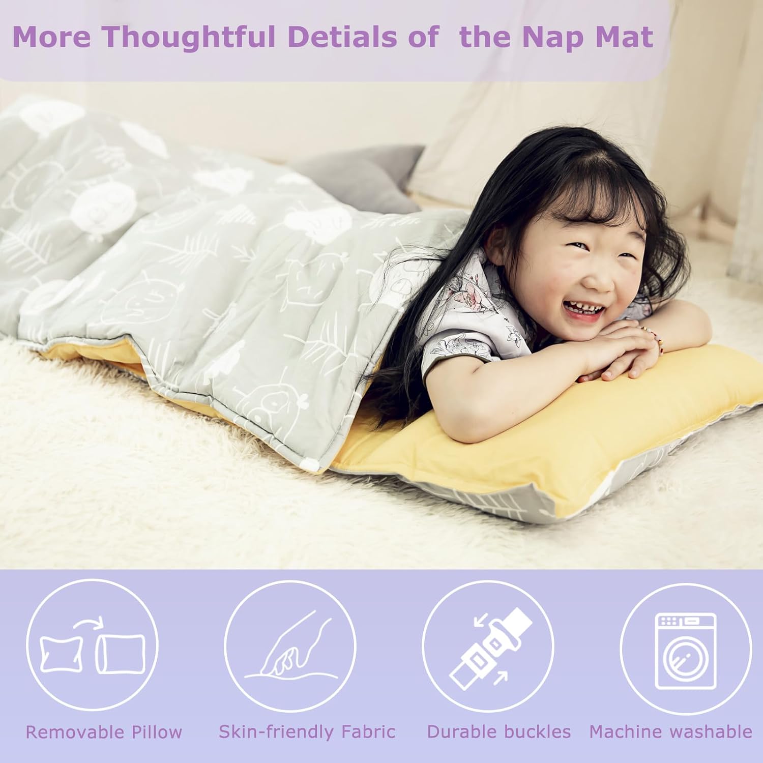 Hi Sprout Toddler Nap Mat with Pillow and Blanket 1
