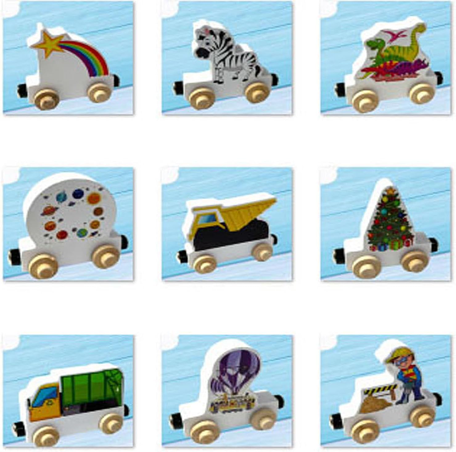 KIDZCO Wooden Character Train Puzzle with Magnets