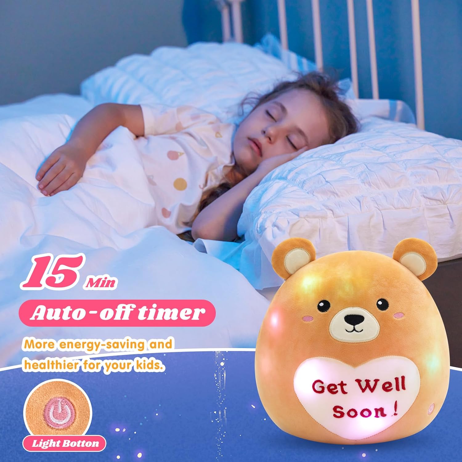 12 Glow Teddy Bear Plush Toy Get Well Soon Gift