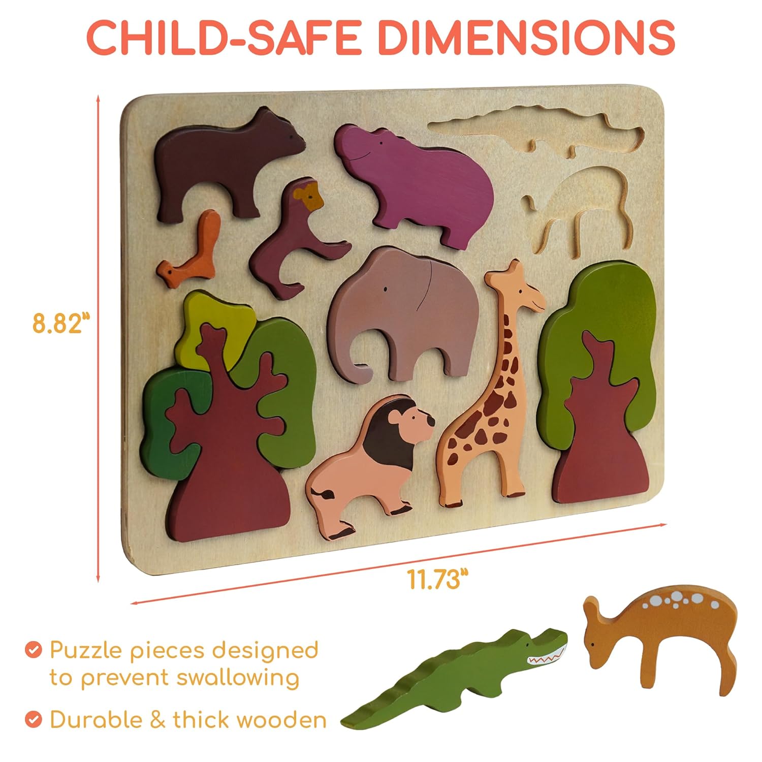 Chippi Co Wooden Peg Puzzles for Toddlers 1-3