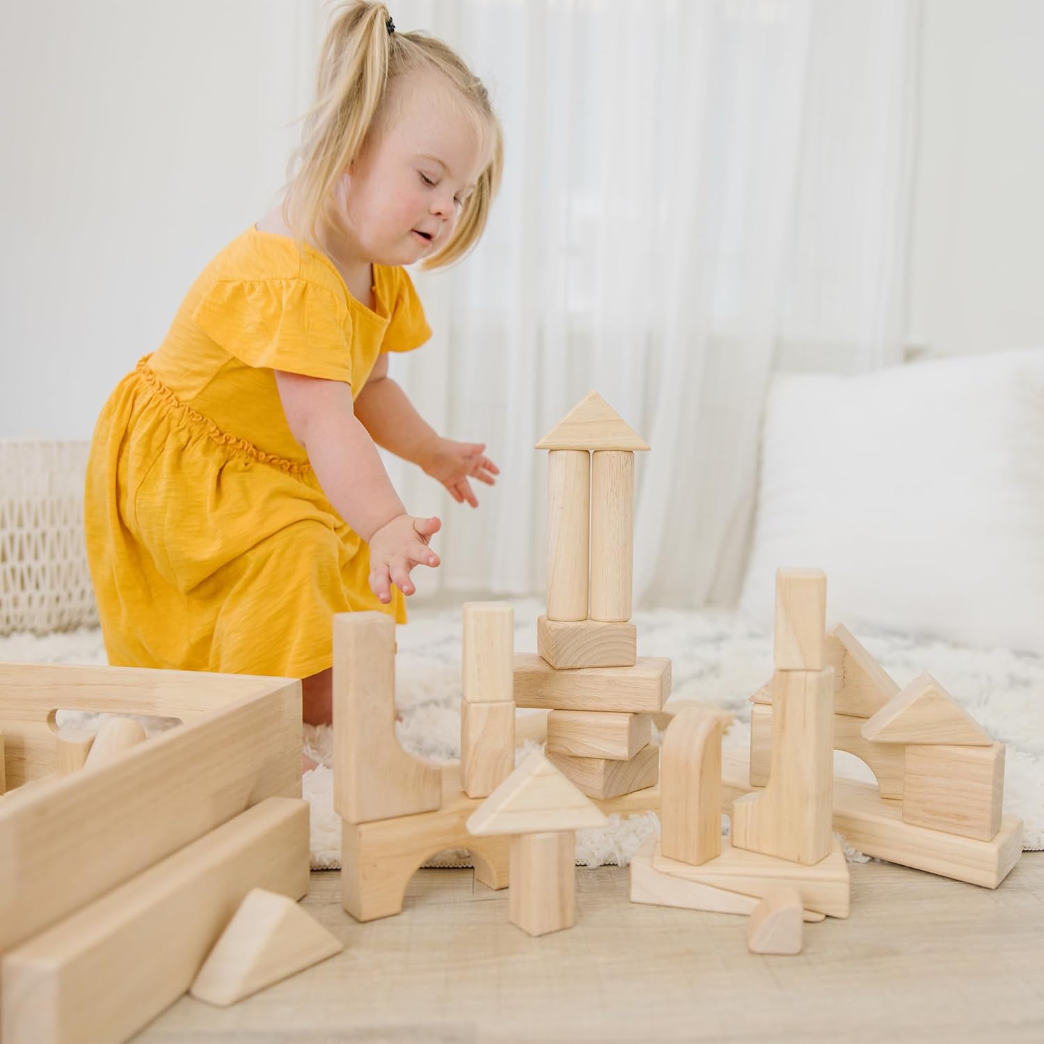 Melissa Doug 60pc Solid-Wood Building Blocks With Storage Tray