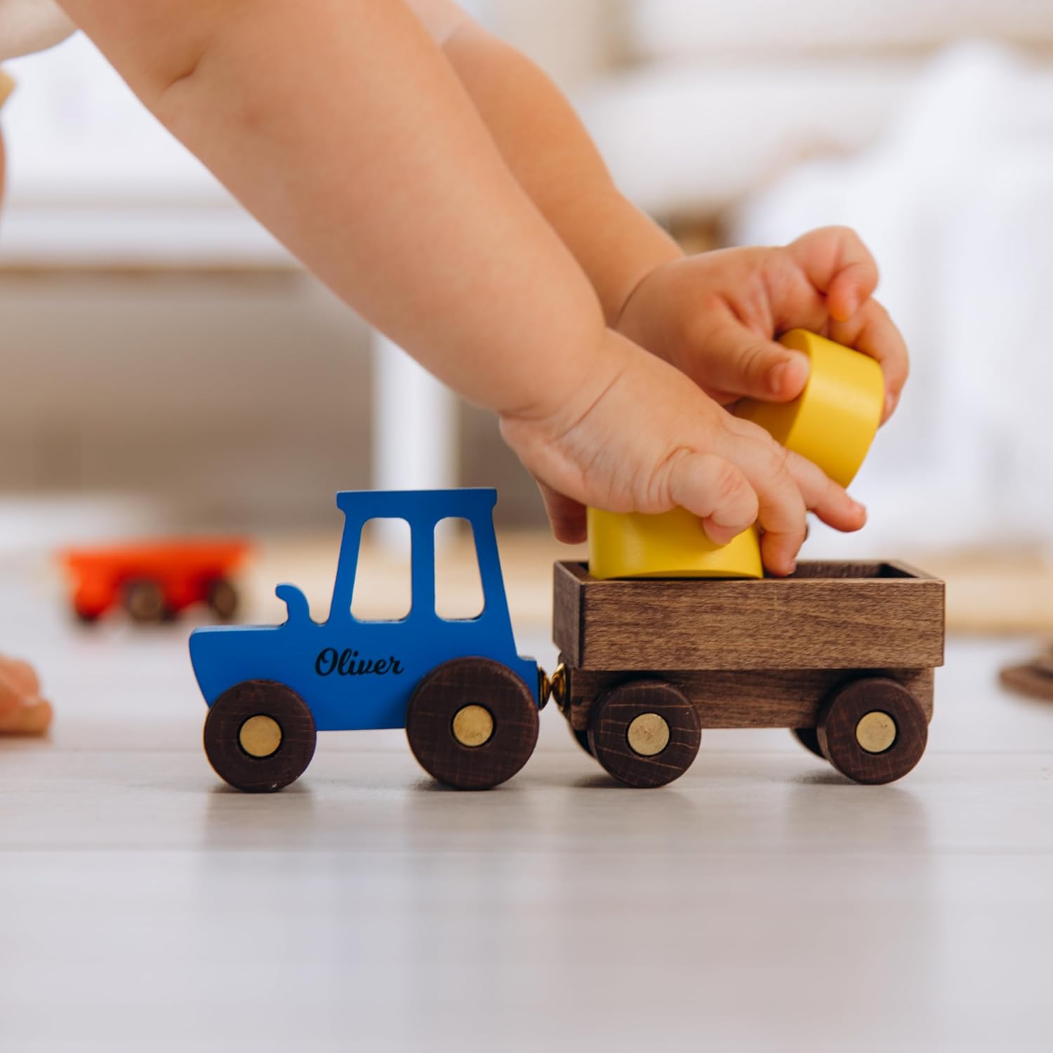 Personalized Wooden Tractor With Name For Kids