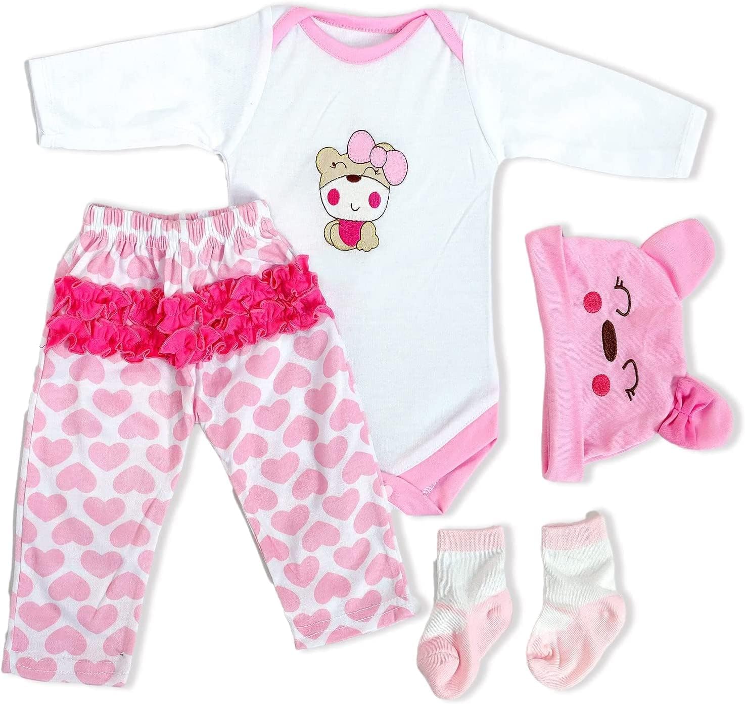 Reborn Baby Doll Clothes 4pcs Set for 17-22 Inch Girl
