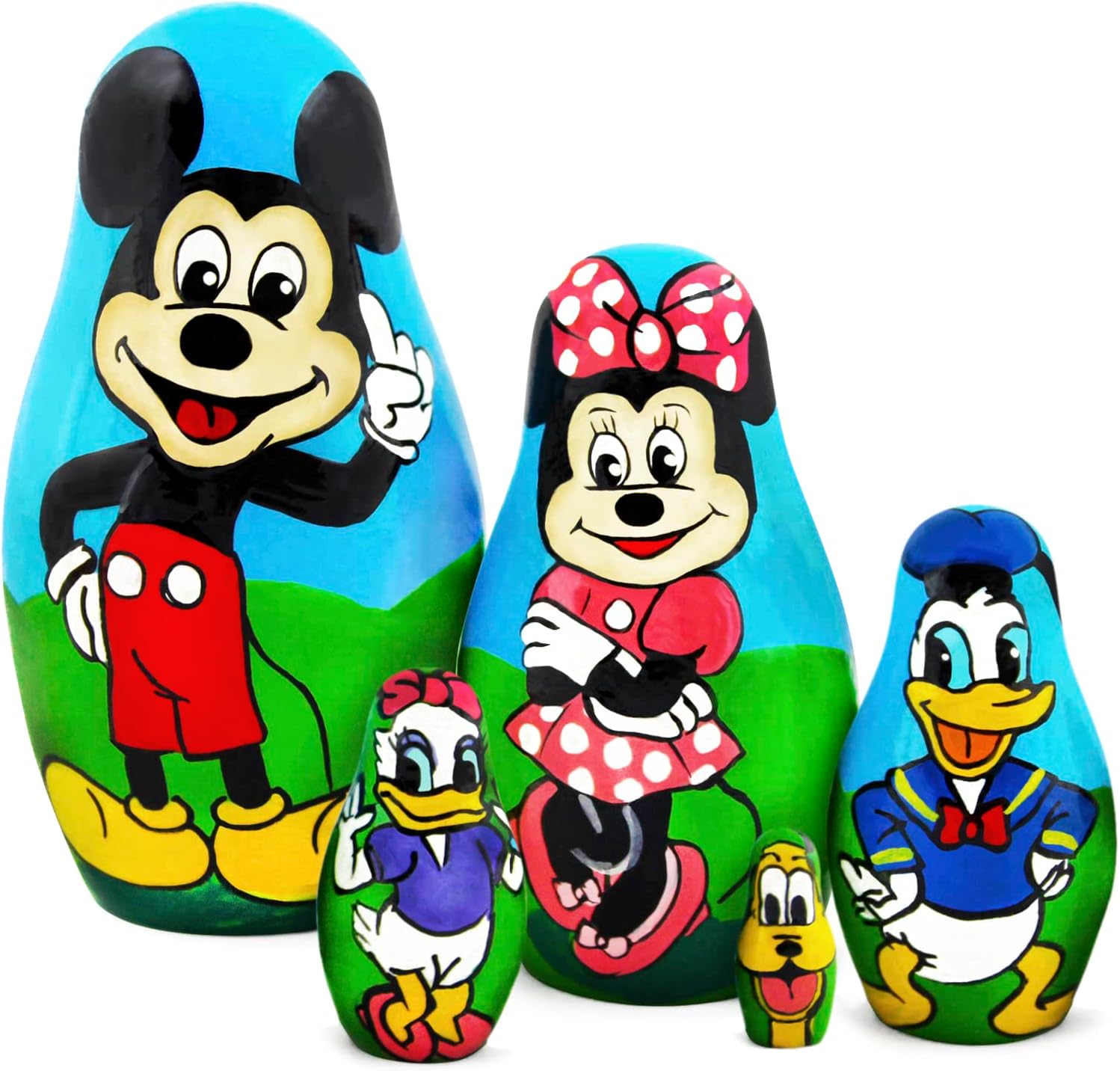 Matryoshka Russian Nesting Wooden Dolls Cartoon Set 5 Pcs