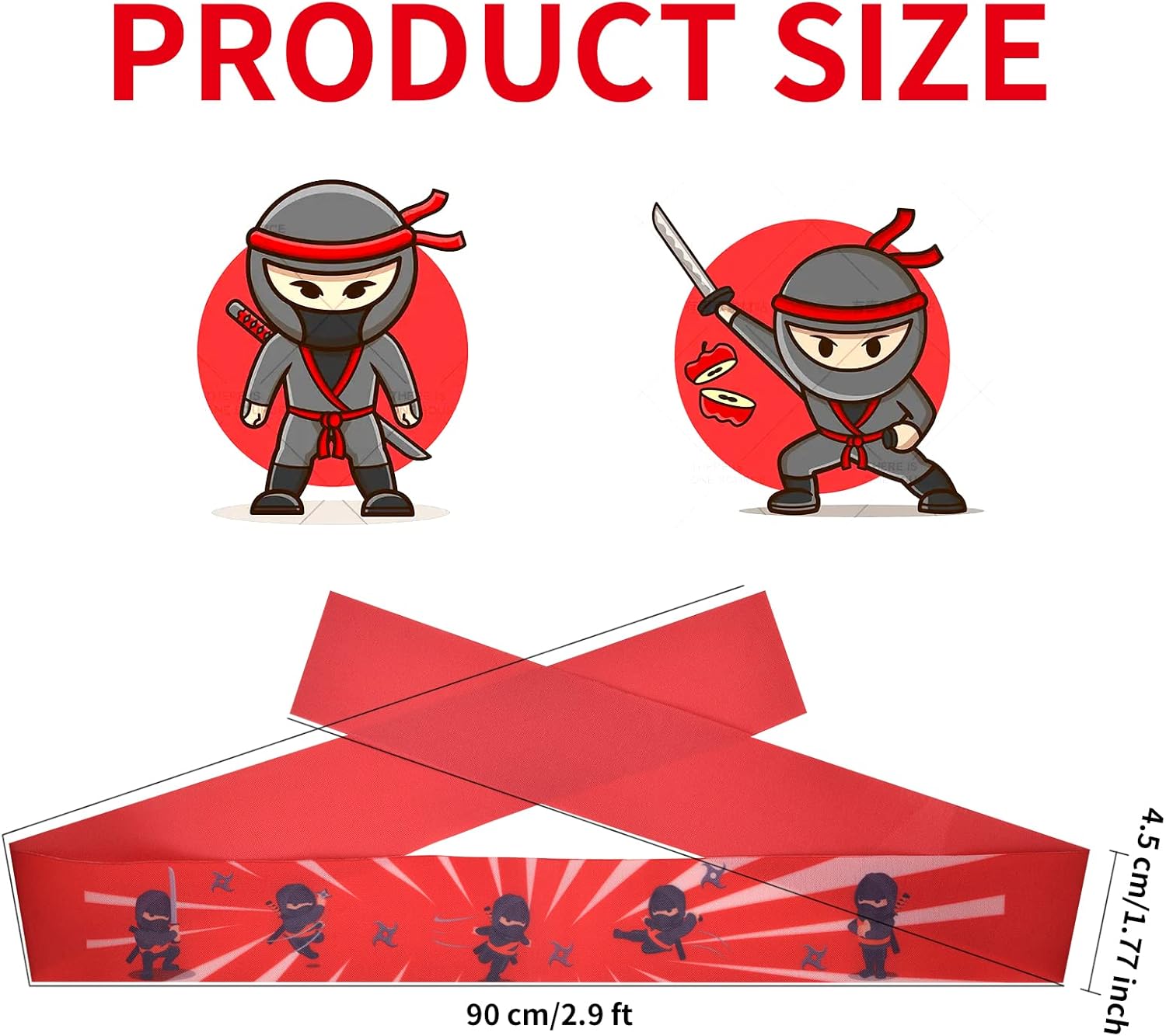 WANGDEFA Ninja Headbands 24 Pack Red Black
