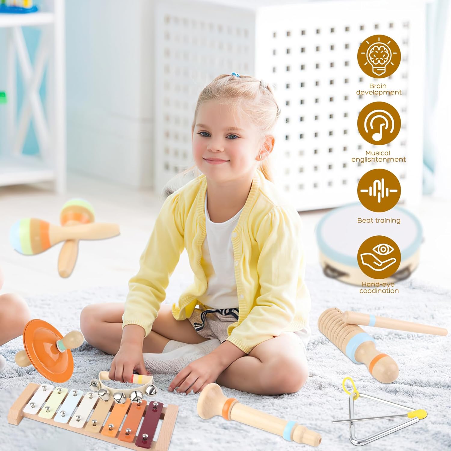 Ranqibo Wooden Musical Instruments Set for Toddlers