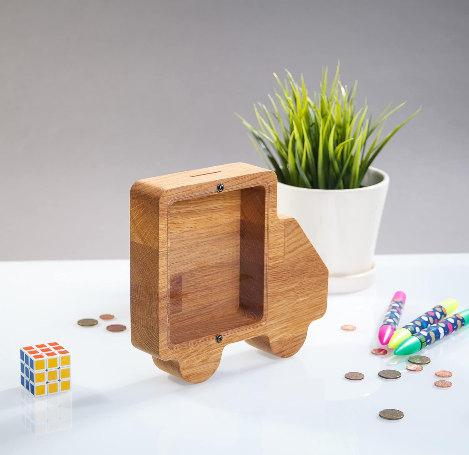 Wooden Piggy Bank Truck for Kids and Adults