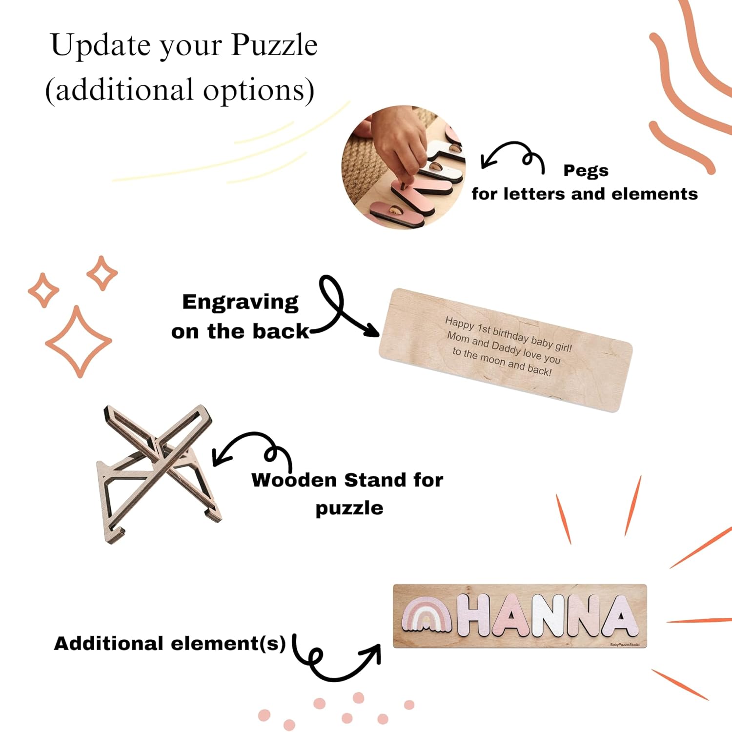 Pabawa Toddler Puzzle with Personalized Floral Name