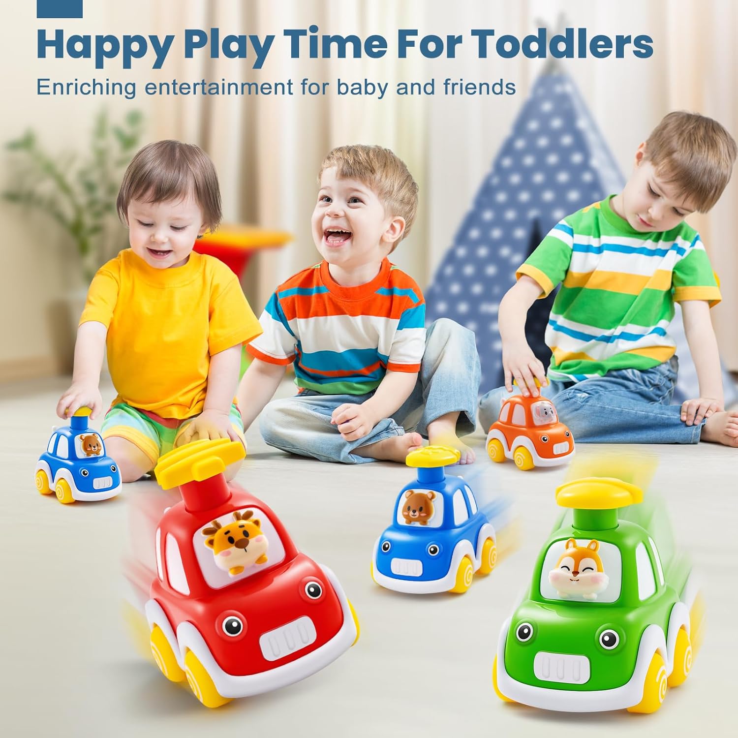 TooyBing Press Go Car Toys for Toddlers 1-3 Years