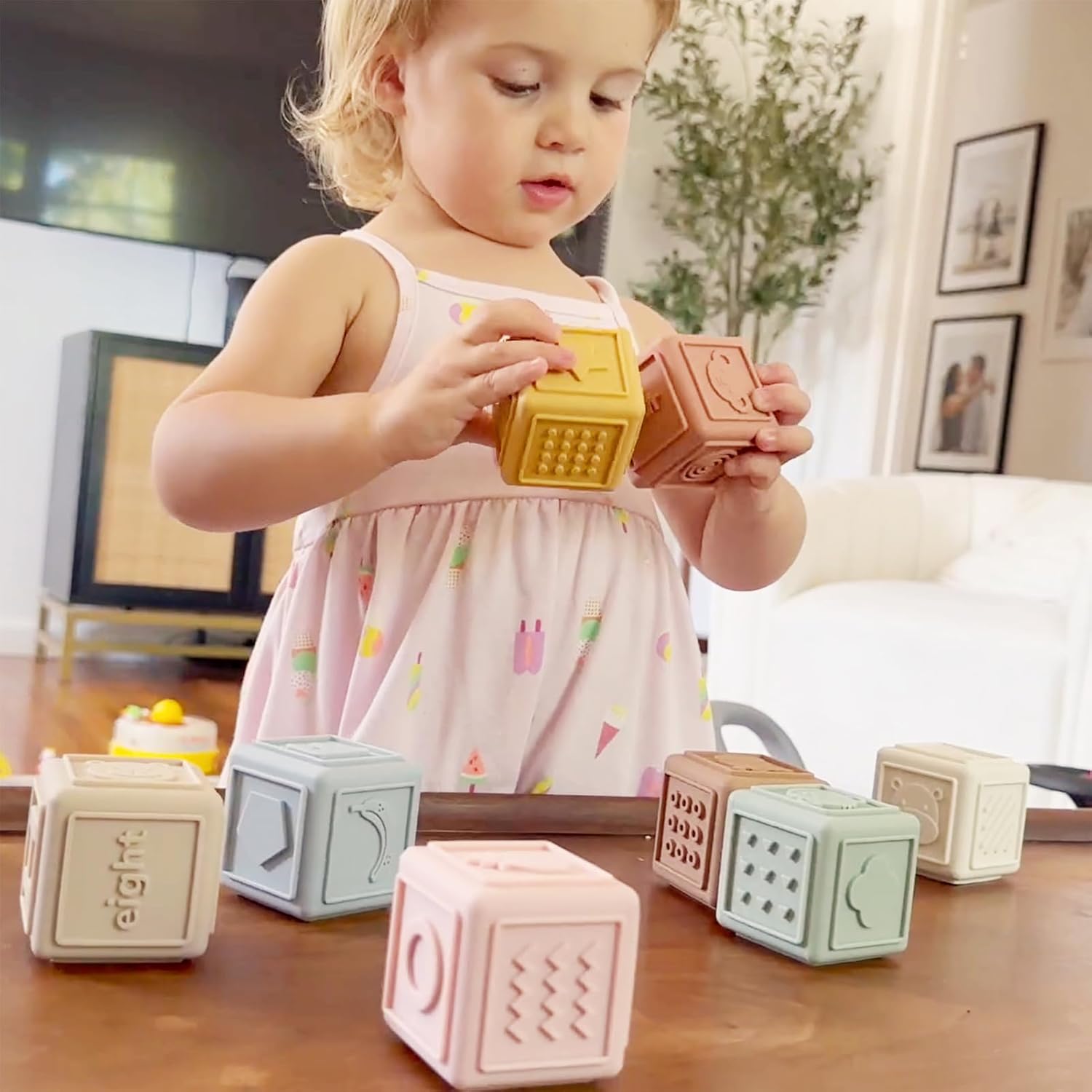 YIVEKO Silicone Baby Blocks - 8PCS Teething Stacking Toy