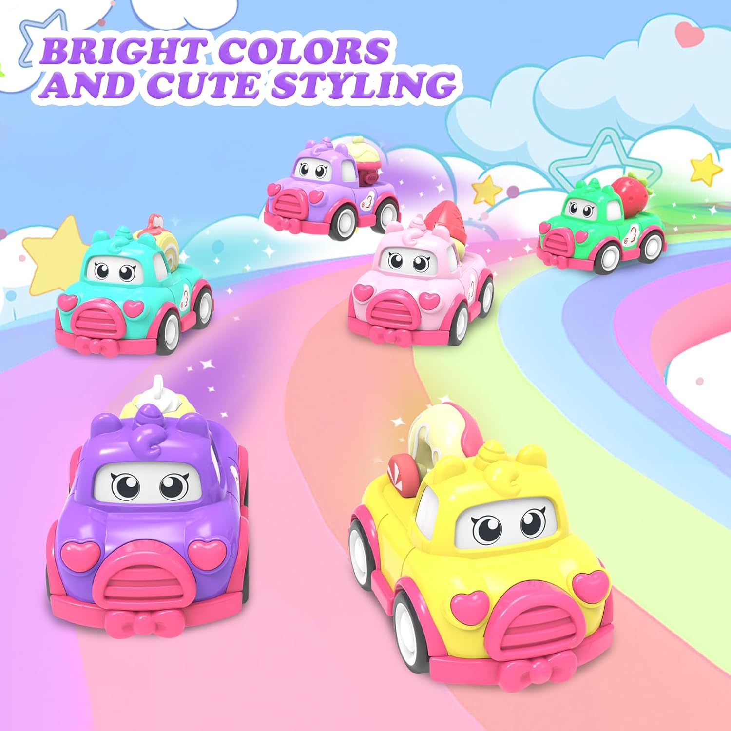 Unicorn Car Toys Set for 1 Year Old Girls