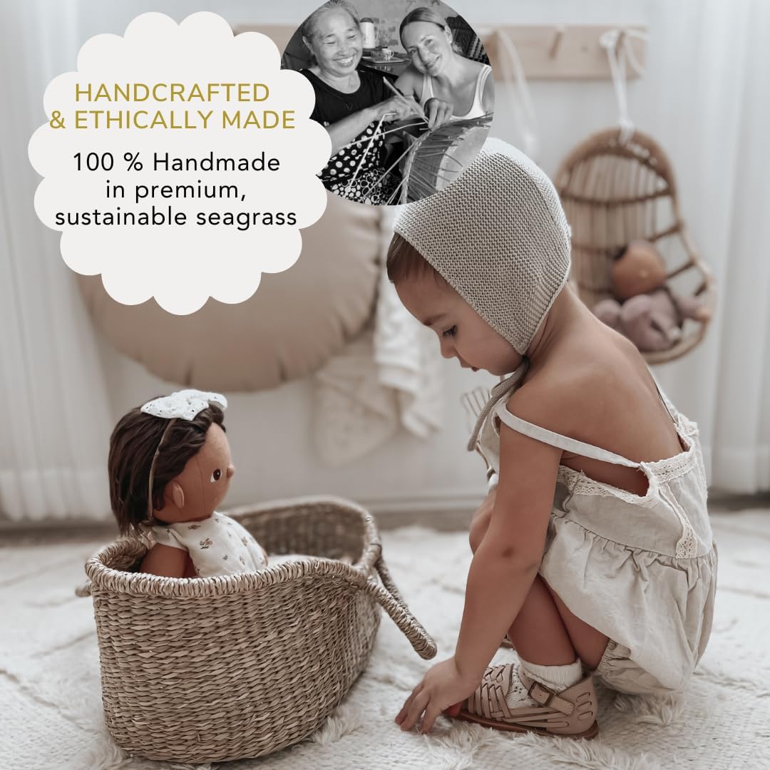 Premium Baby Doll Bassinet - Handmade Seagrass Carrier 1