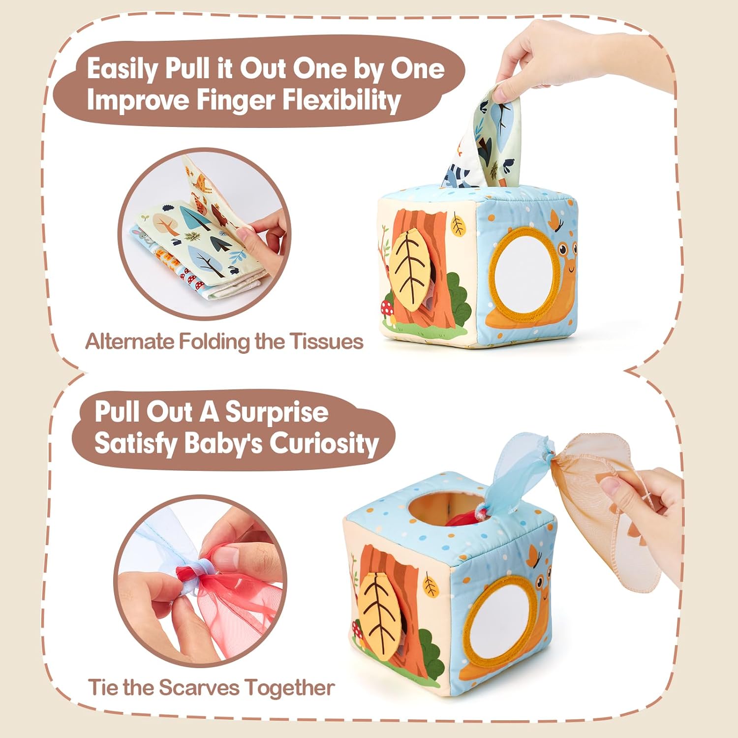Hahaland Baby Tissue Box Toy for 6-12 Months