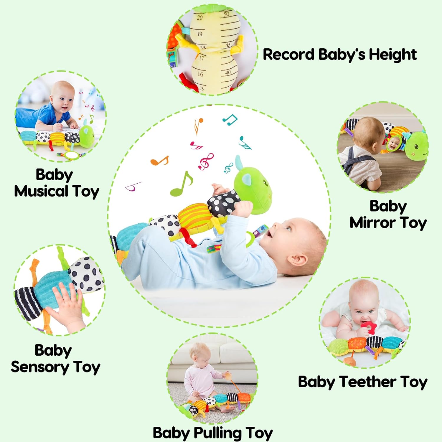 Melodyinn Baby Sensory Caterpillar Toy 0-6 Months