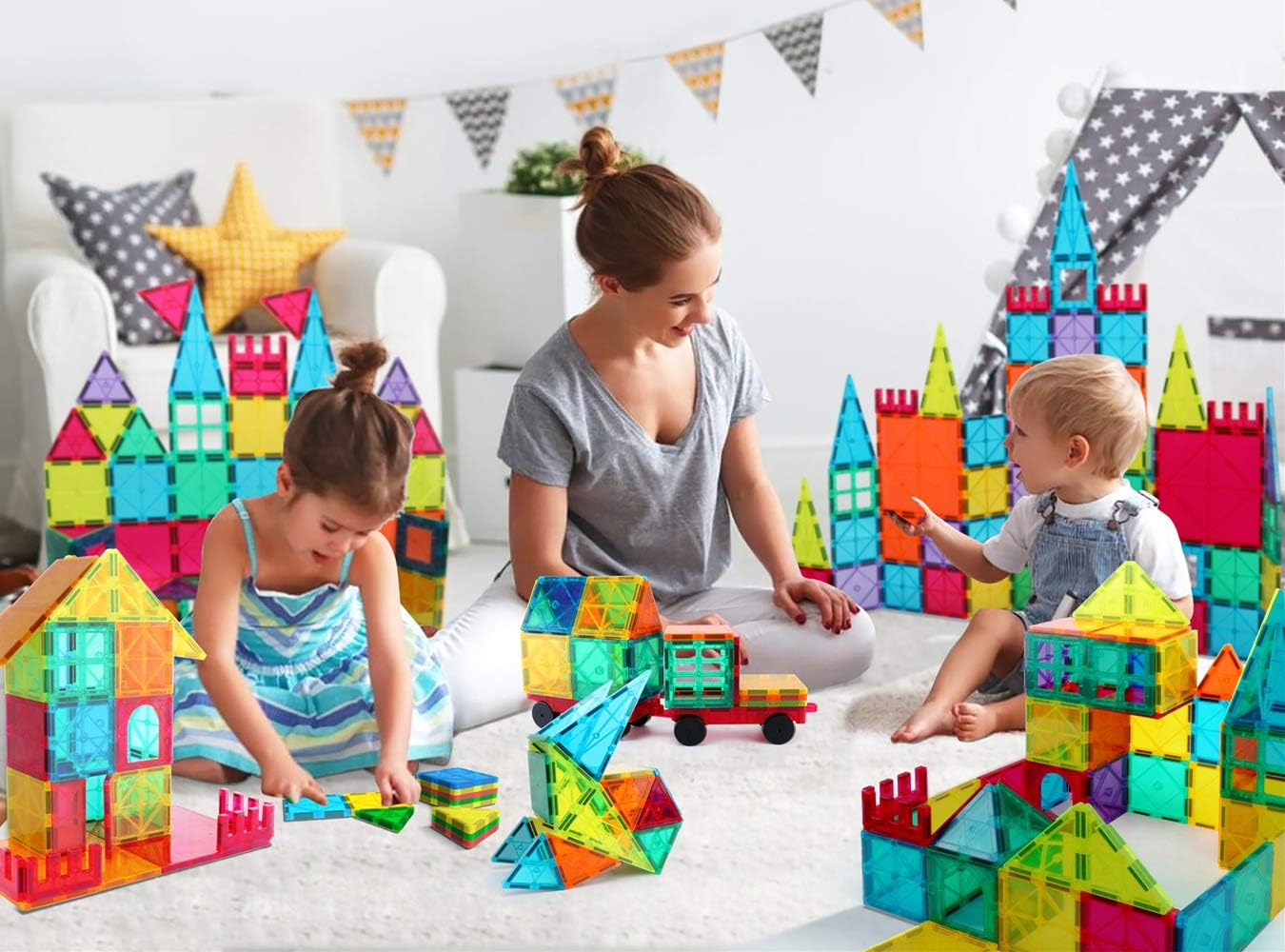 Jasonwell 100pcs Magnetic Tiles Building Blocks Set