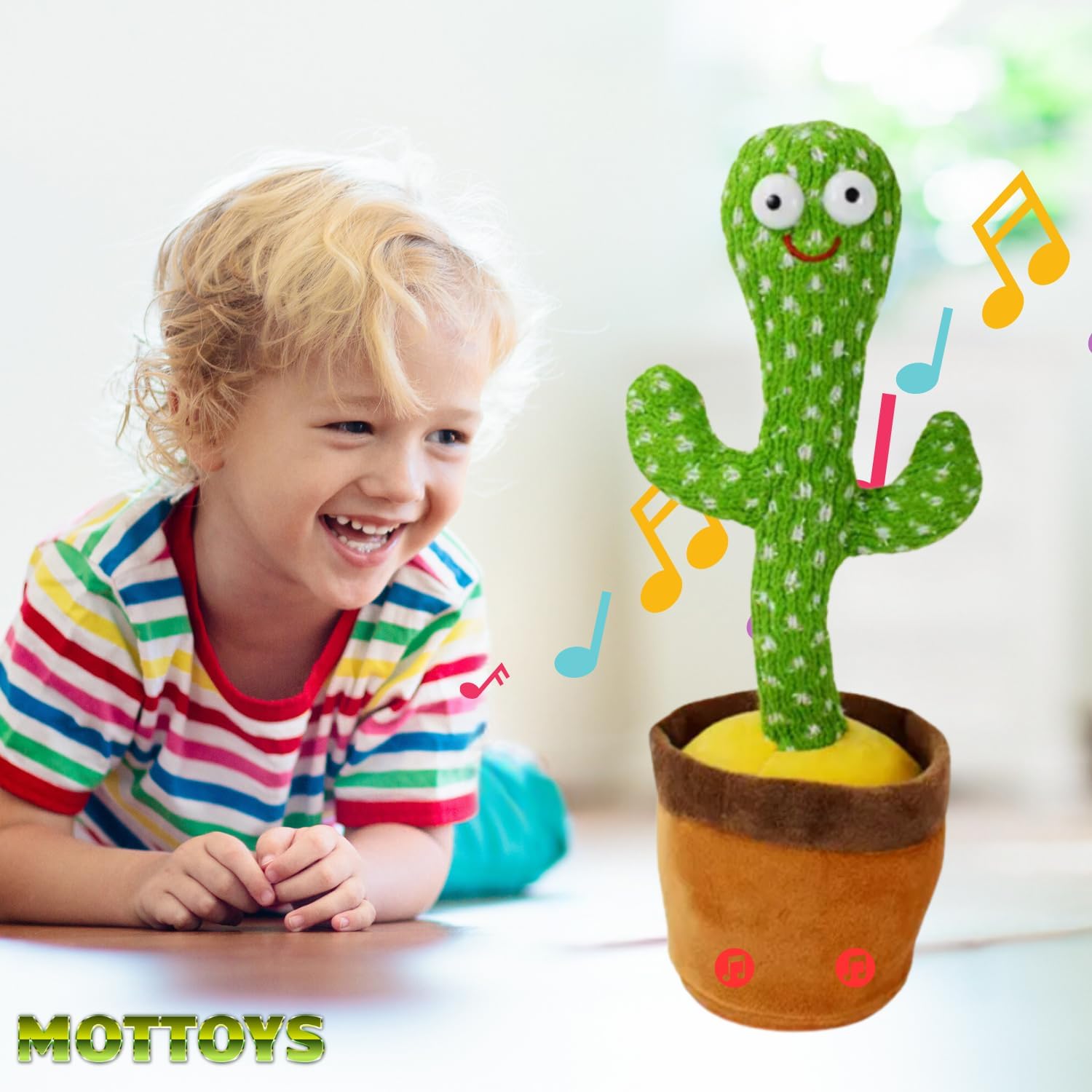MOTTOYS Dancing Talking Cactus - 12 Inch Interactive Plush Toy