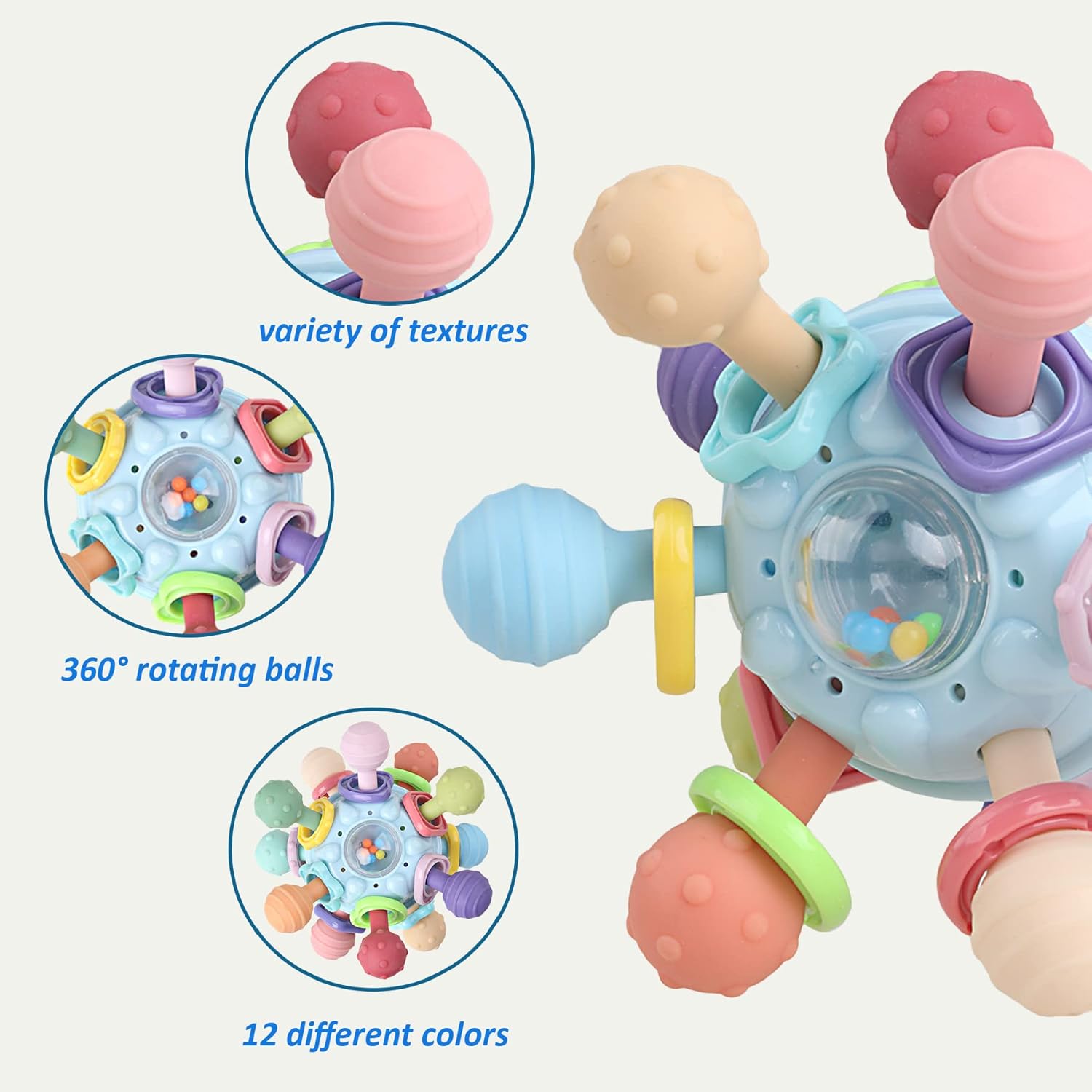 Anzimo Baby Sensory Teether Rattle Toy