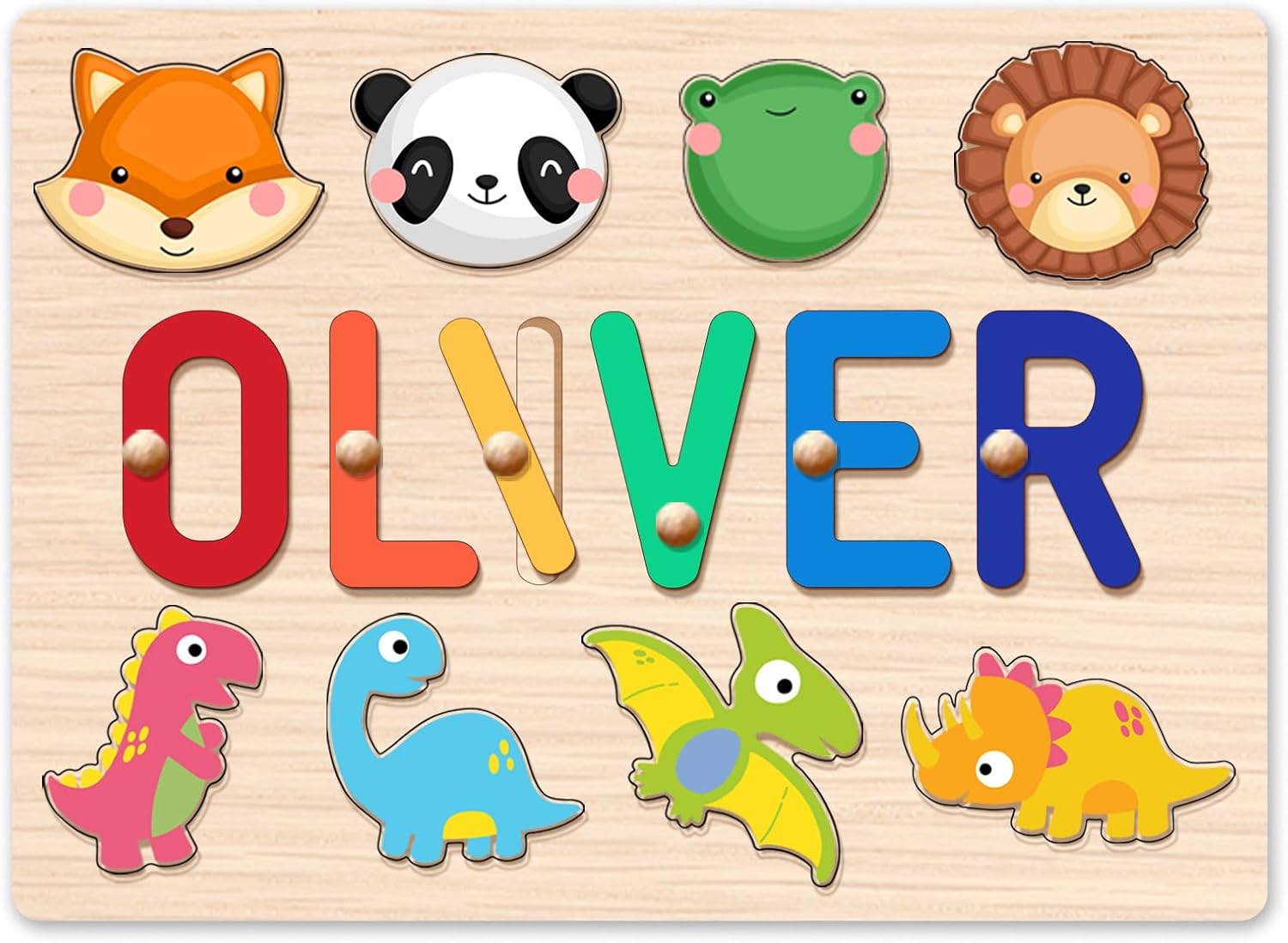 Personalized Wooden Name Puzzle for Kids 1 Year Old Boy Girl