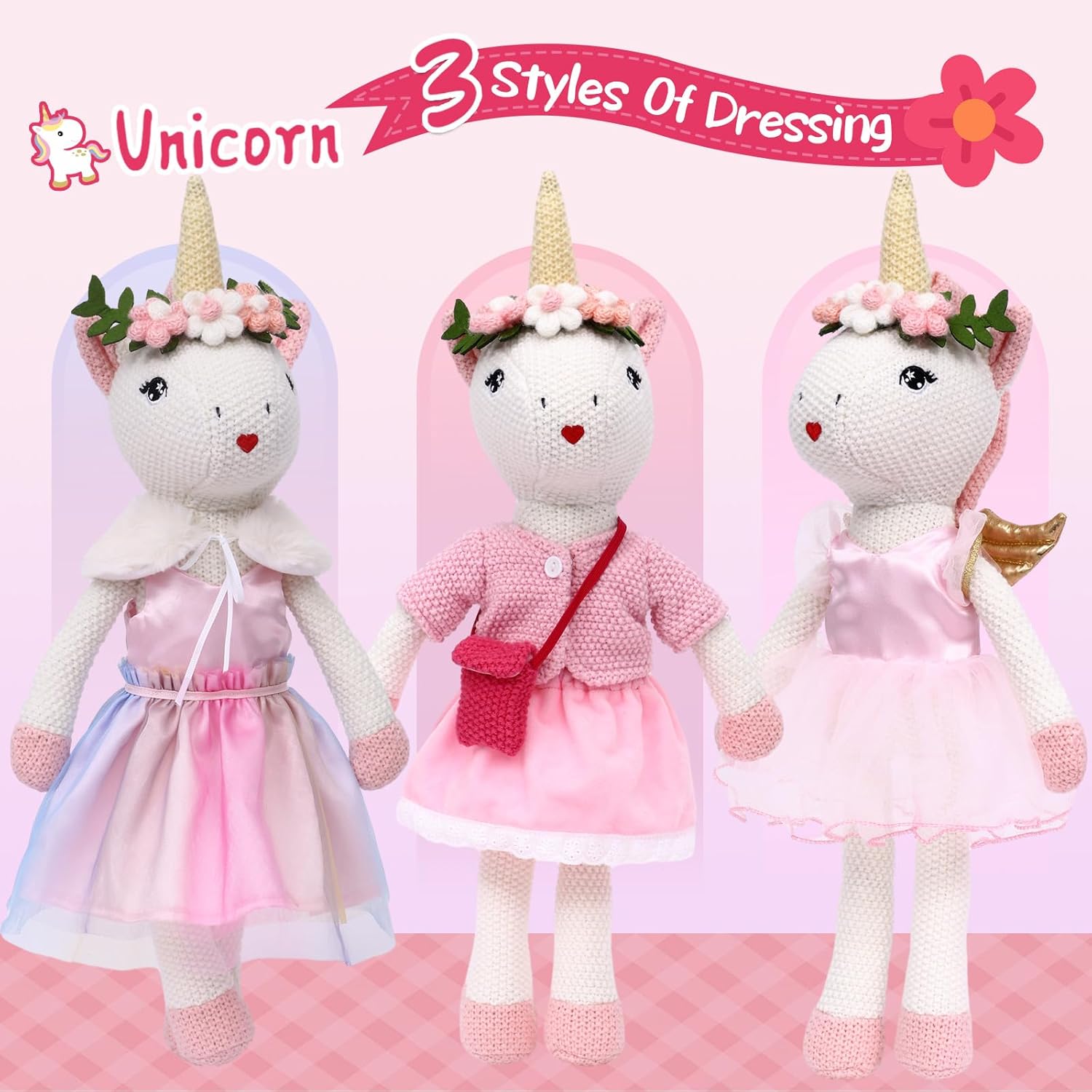 Toylink Unicorn Doll Stuffed Animal Toy Set for Girls