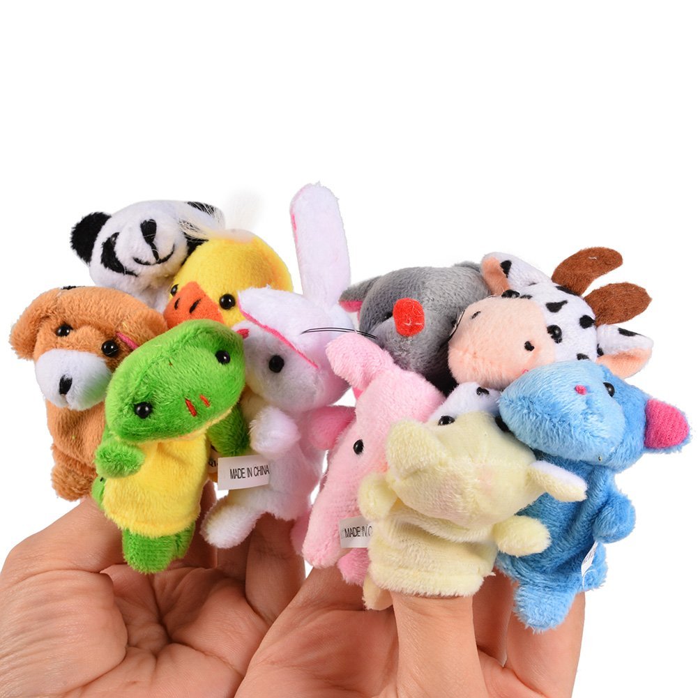 Acekid 10pcs Soft Velvet Animal Finger Puppets for Toddlers