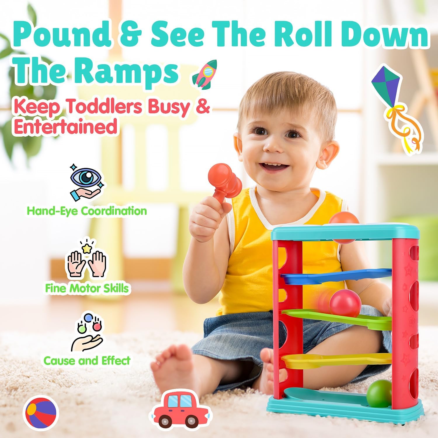 3-in-1 Montessori Toddler Toy for 1-3 Year Olds