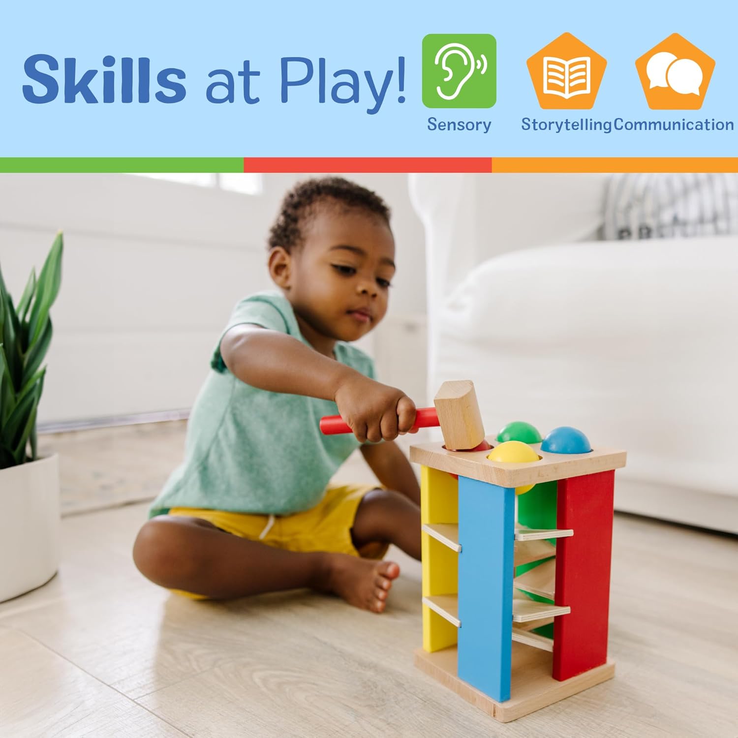 Melissa Doug Deluxe Pound and Roll Wooden Tower Toy