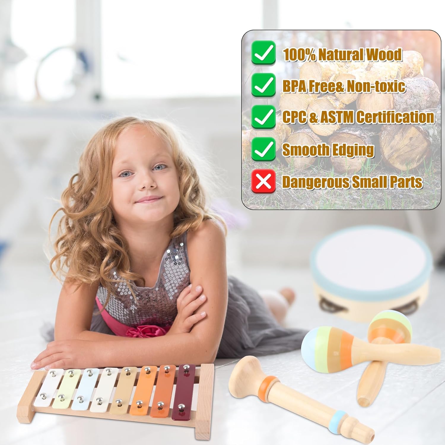 Ranqibo Wooden Musical Instruments Set for Toddlers