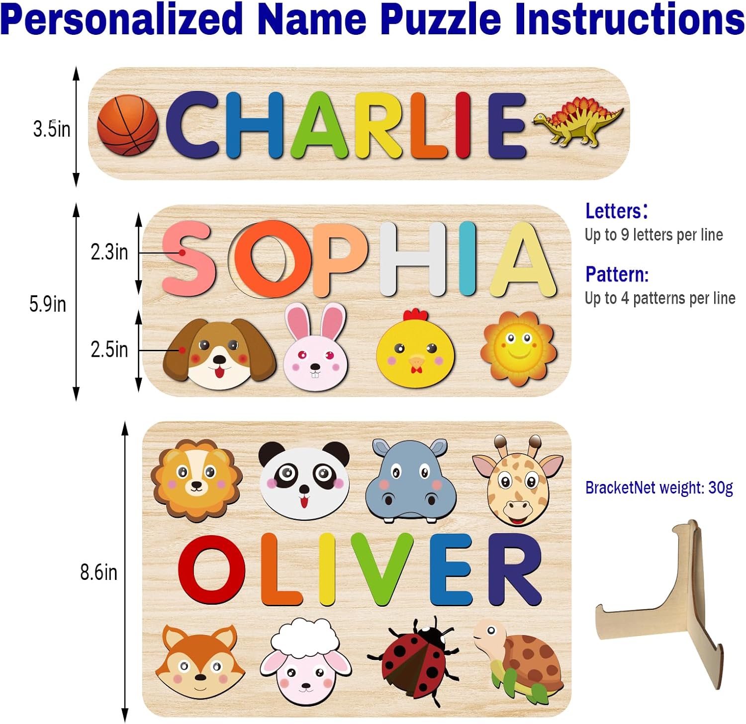 Personalized Name Puzzle for Kids 1 Year Old
