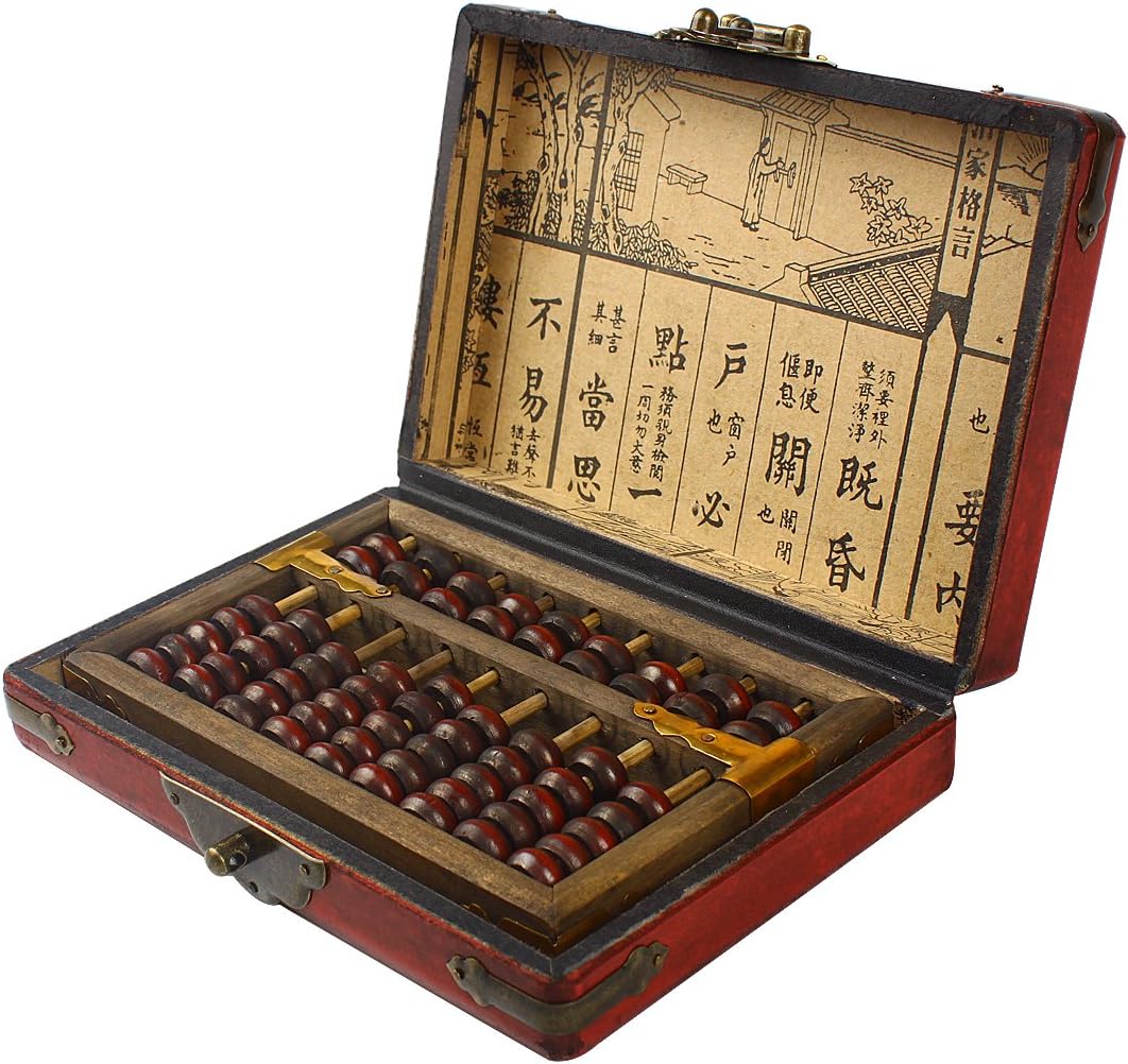 Larcele 9 Column Wooden Abacus with Leather Box