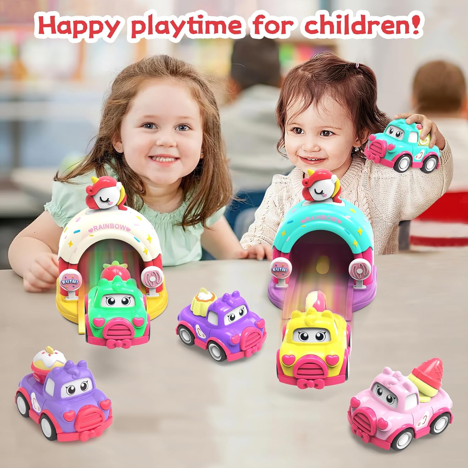 Unicorn Car Toys Set for 1 Year Old Girls