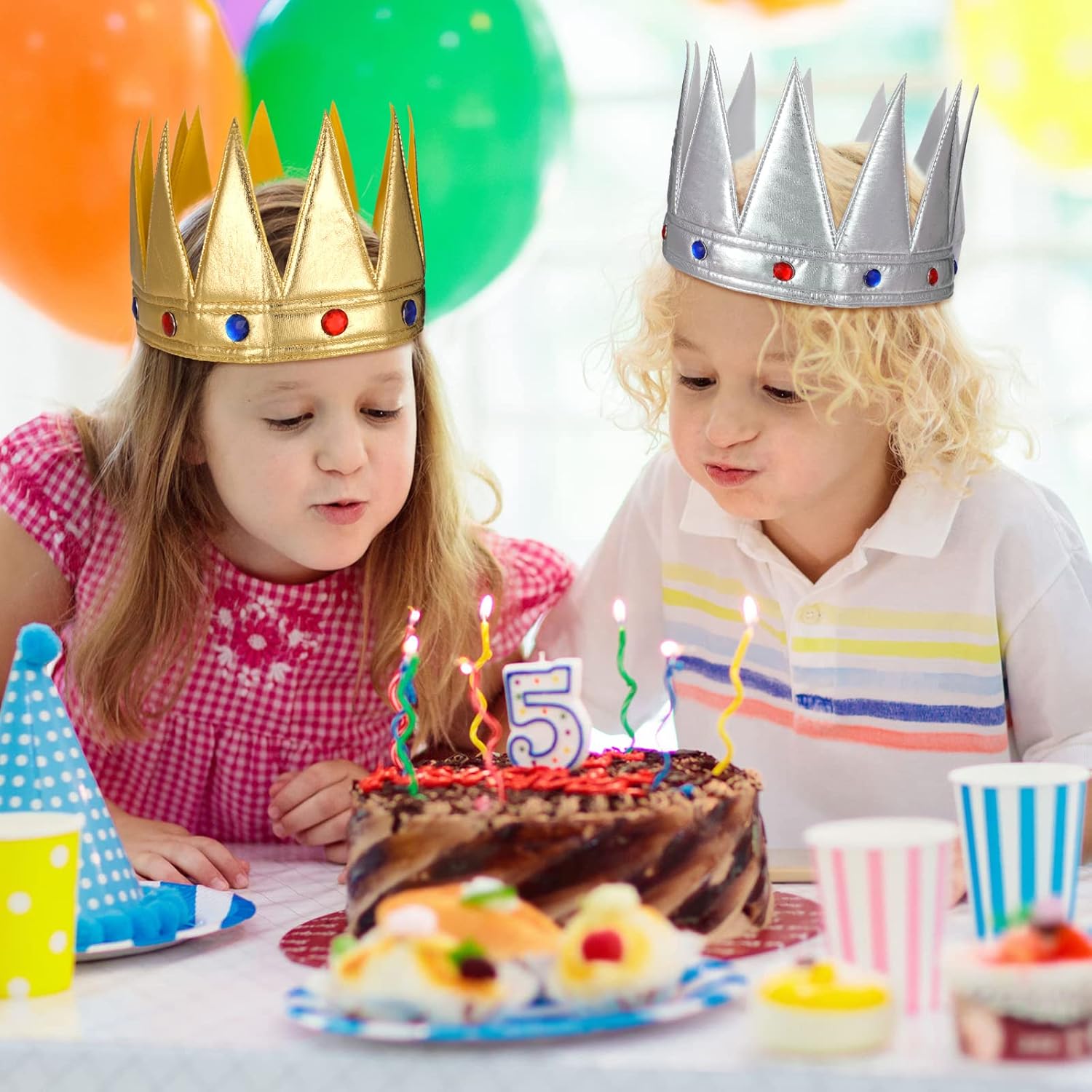 Bencailor King Crown Kids 2 Pcs Adjustable Hat Set