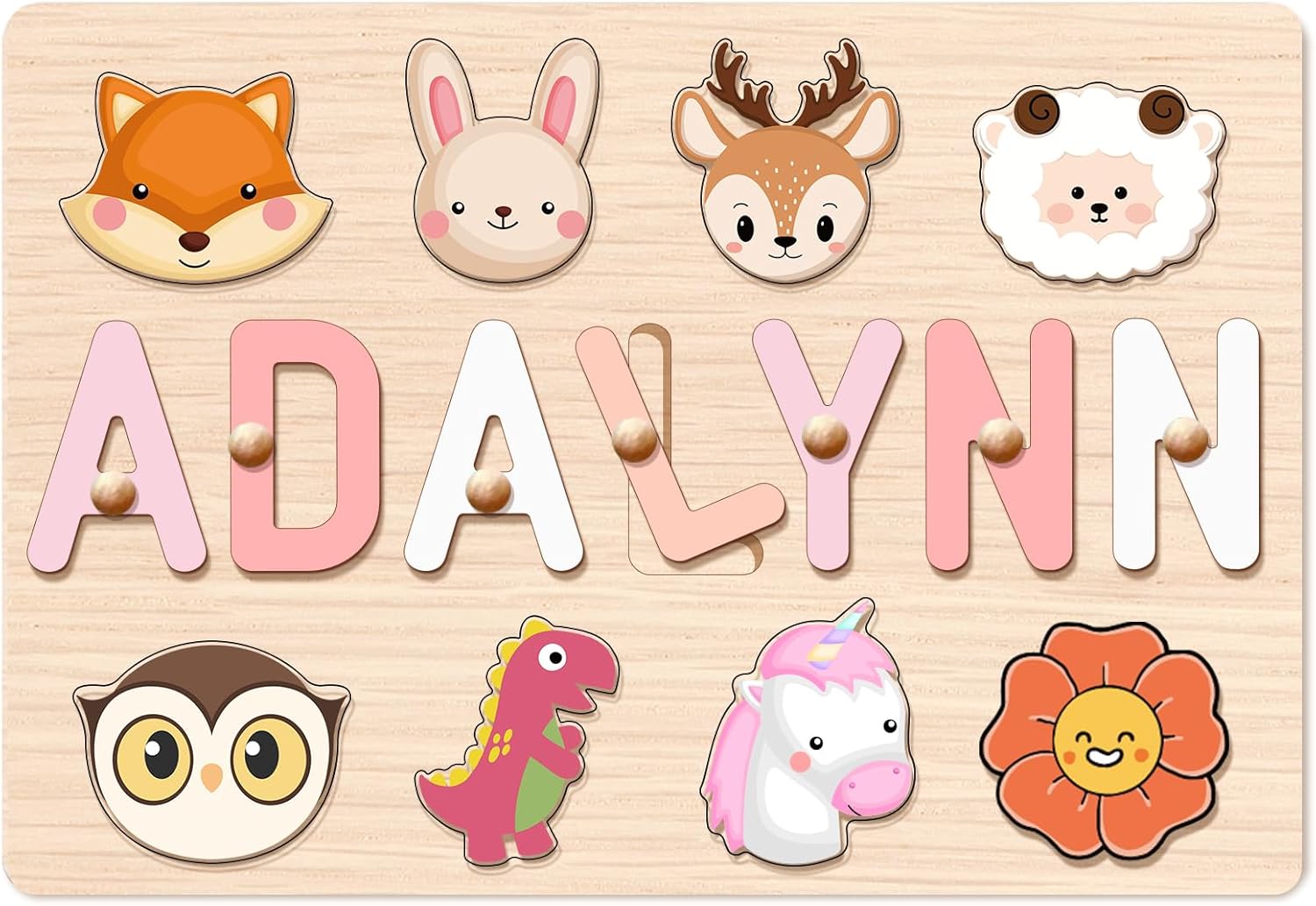 Personalized Name Puzzle for Kids Custom Baby Gift with Engraved Greetings
