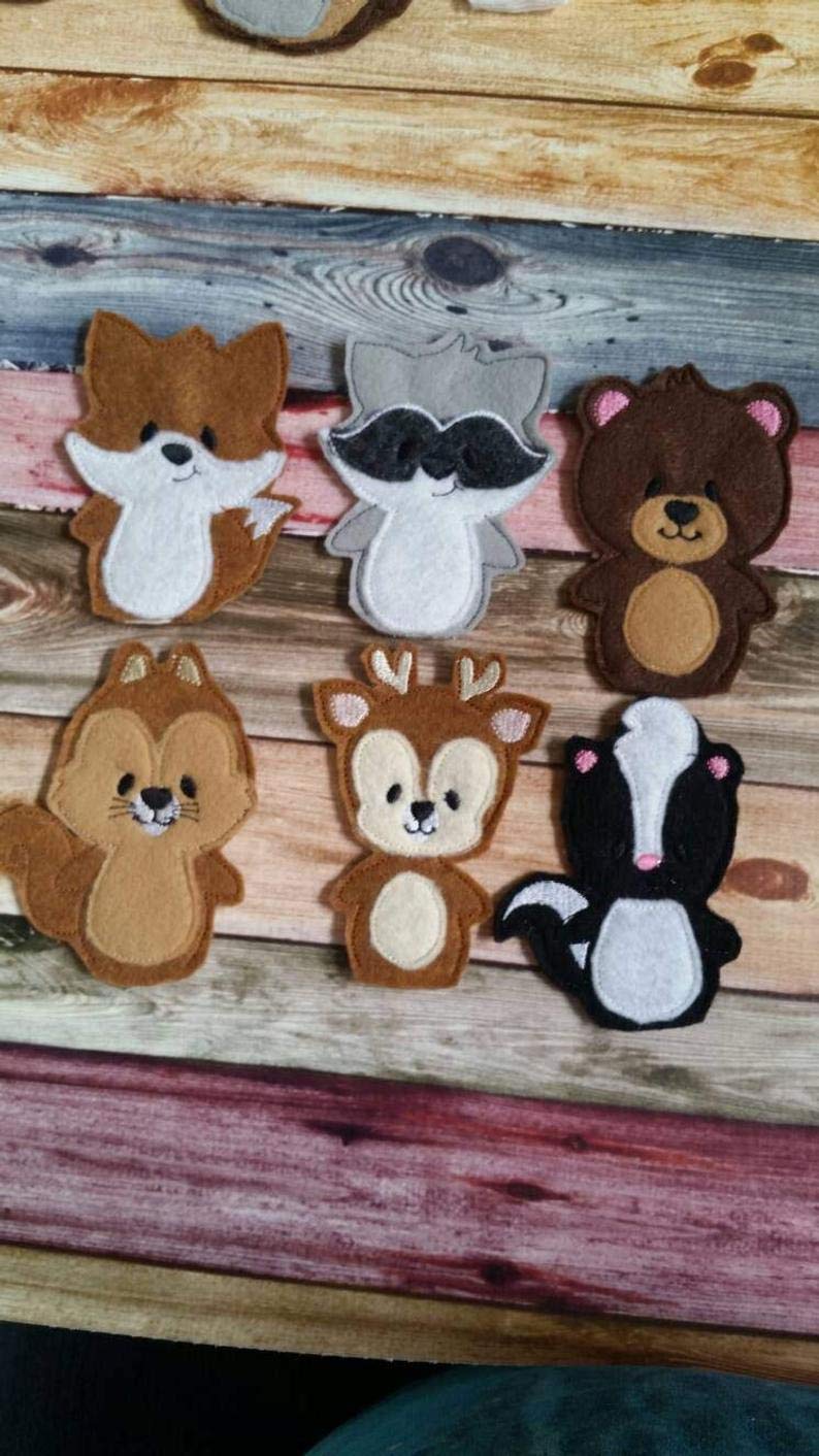 Felt Woodland Animal Finger Puppets Set of Nine