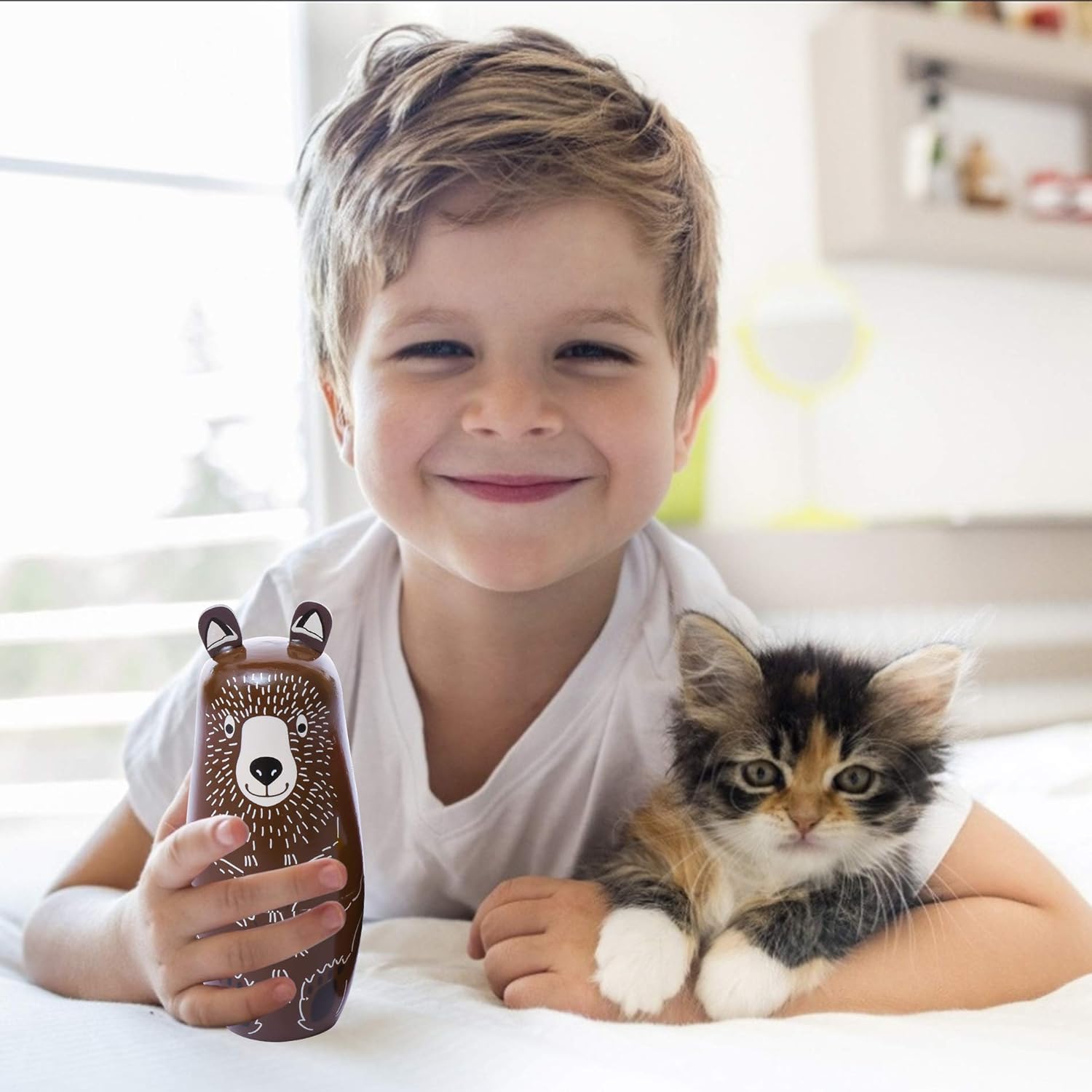 Conzy 5-Piece Wooden Russian Nesting Dolls with Cartoon Animal Design