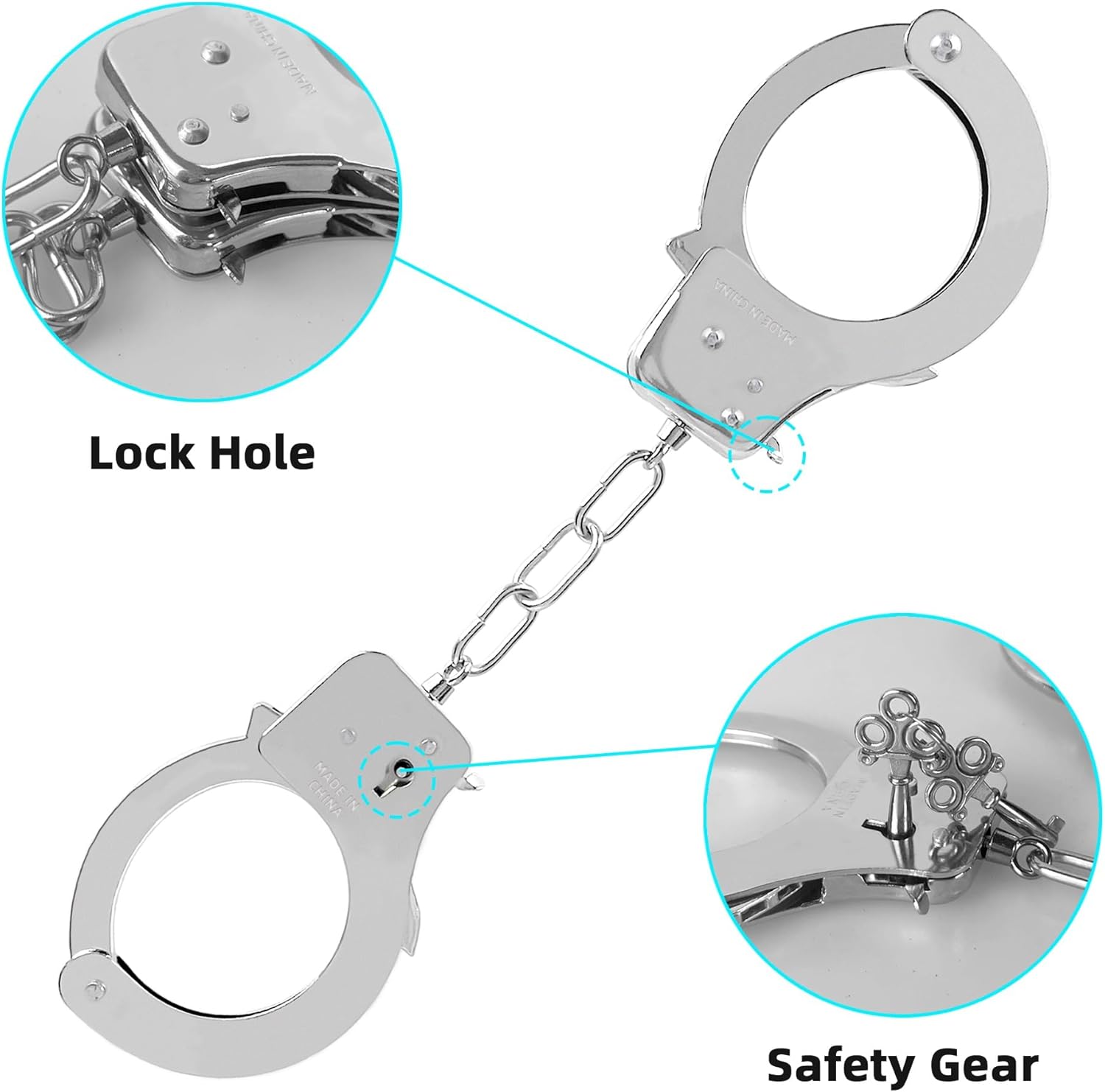 HOHAJIU Toy Metal Handcuffs with Keys 1