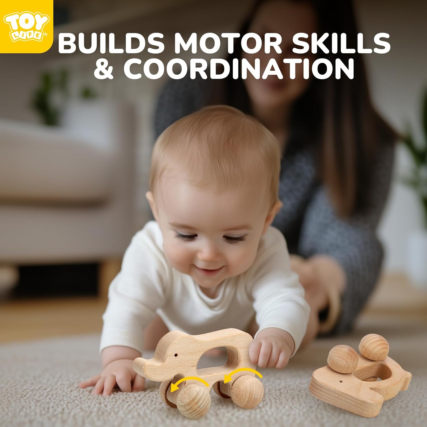 TOY Life Wooden Animal Cars for 0-12 Months