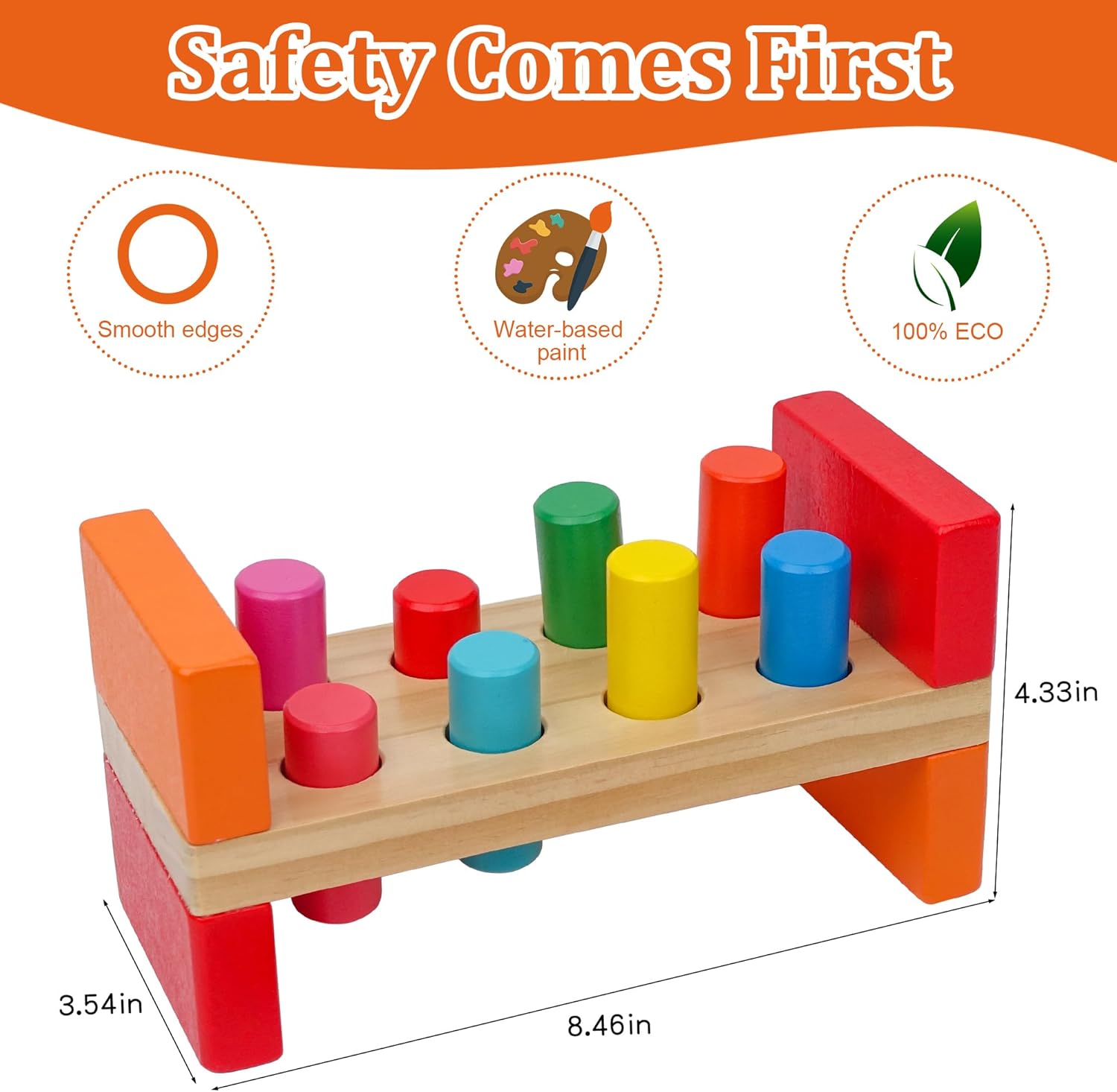 Hidoggy Wooden Hammer Toy for Toddlers 1-3