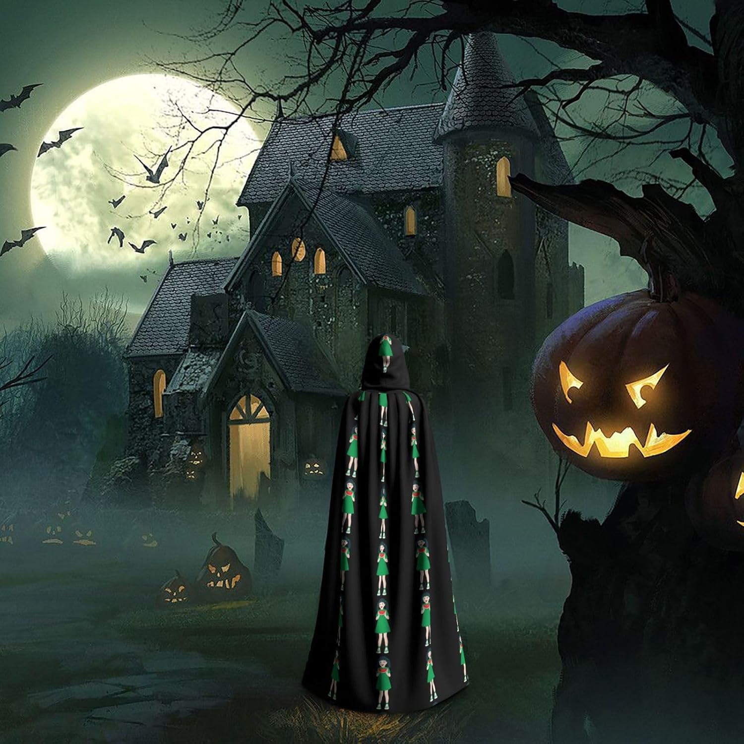Little Girl Eating Watermelon Halloween Hoodie Cloak