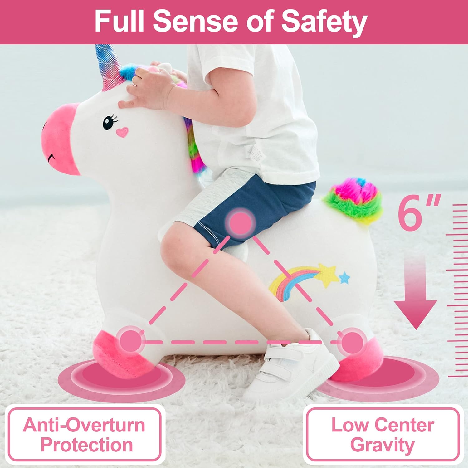 iPlay iLearn Bouncy Unicorn Hopper Toy for Toddlers
