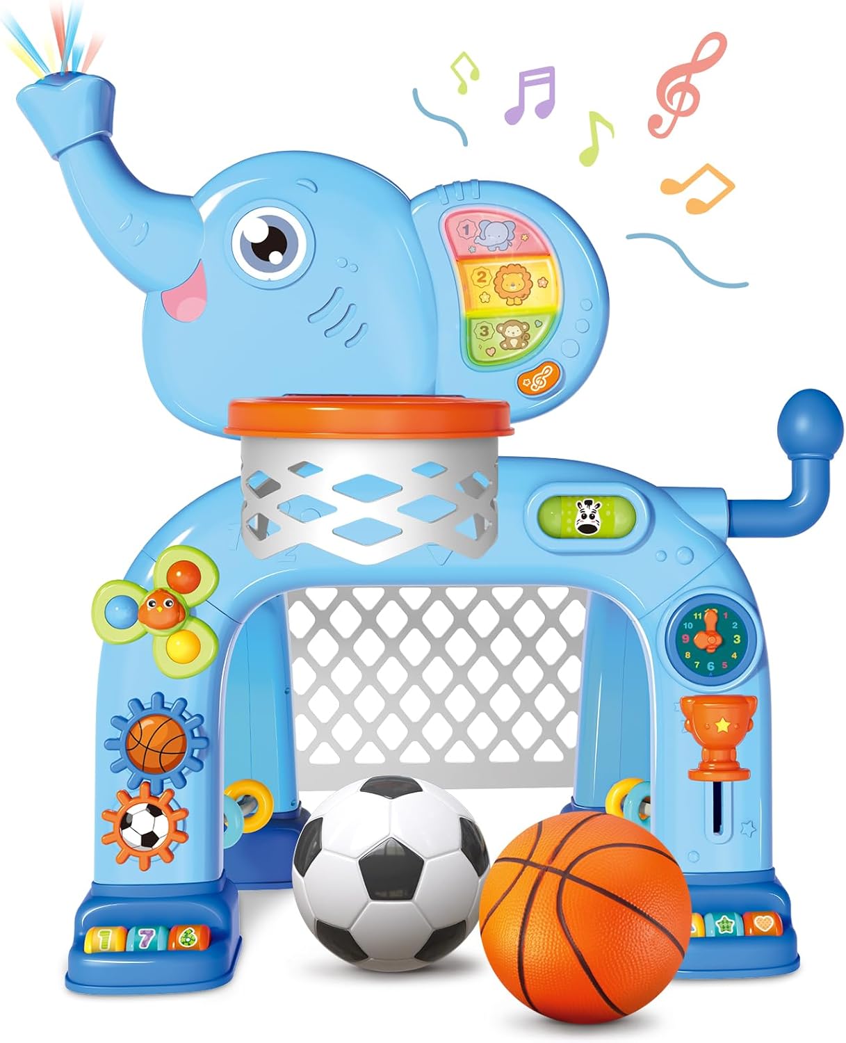 2-in-1 Basketball Soccer Activity Center for Toddlers with Light Music