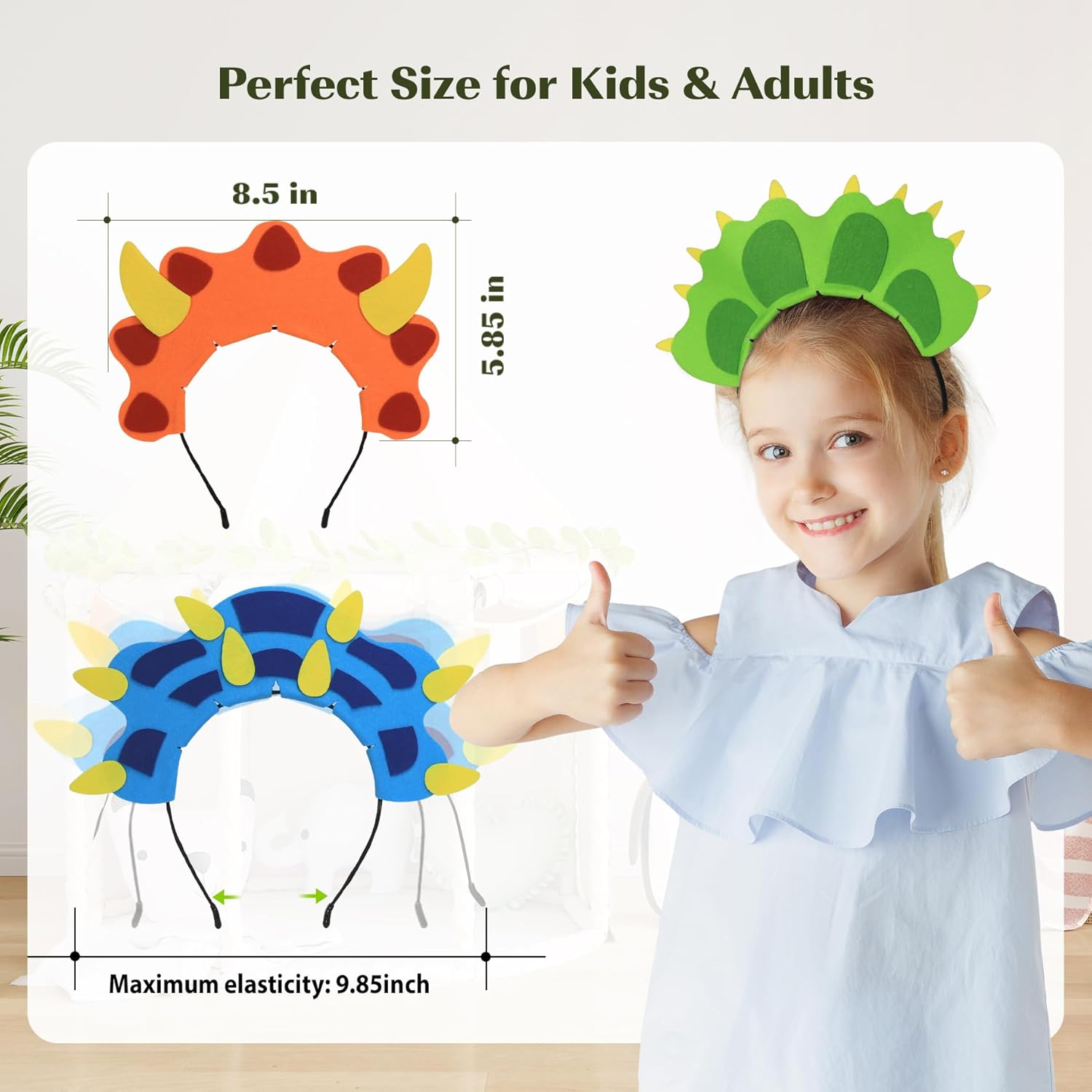 Flying Childhood 12Pack Dinosaur Dragon Headbands for Kids Halloween Party